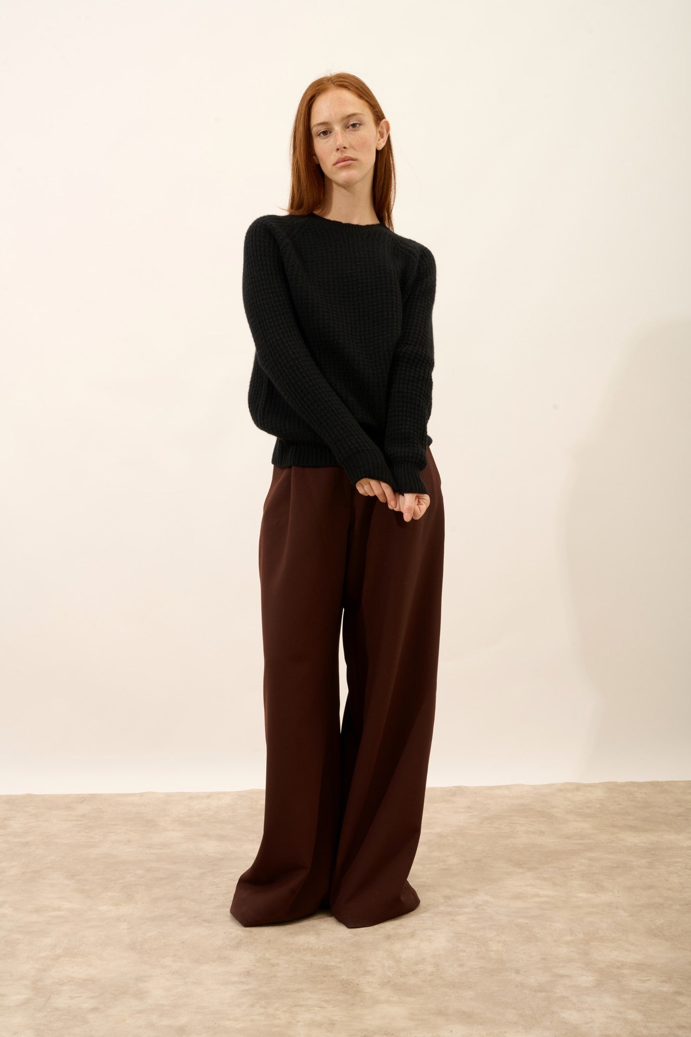 serenia pull col rond 6 fils noir 100% cachemire