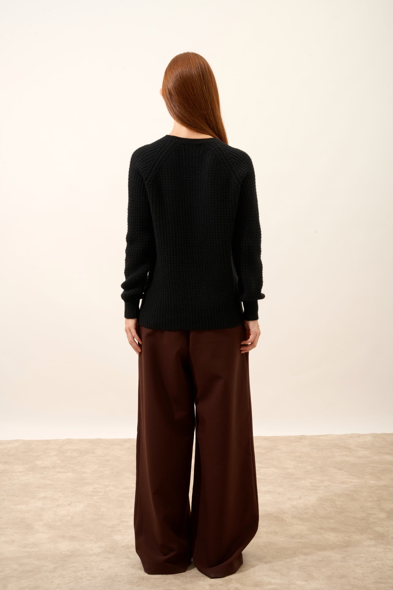 SERENIA pull col rond 6 fils noir