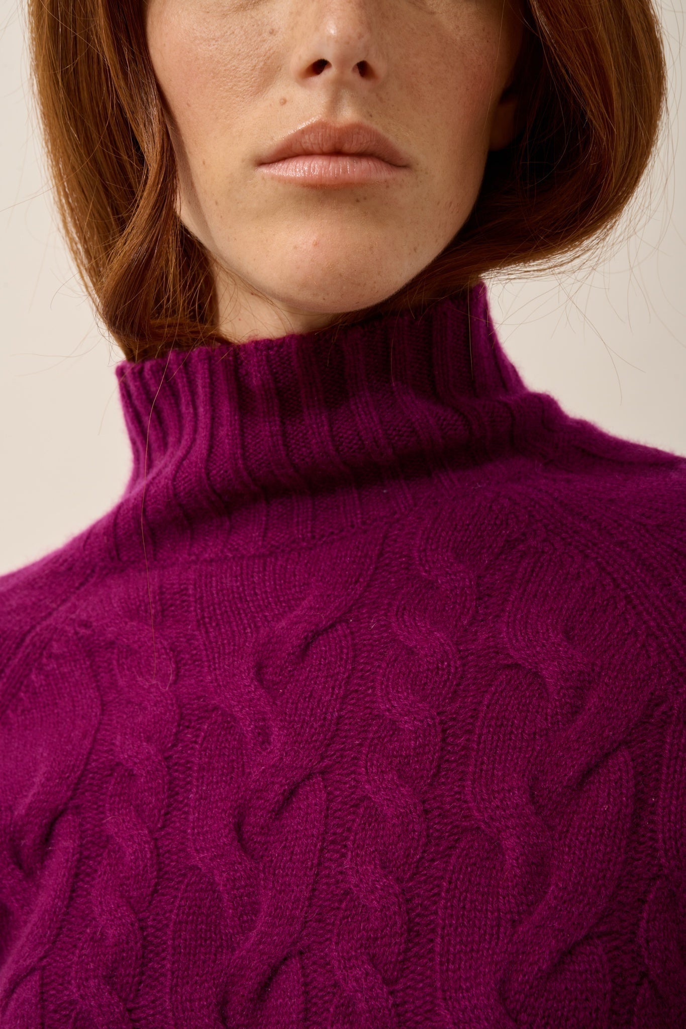 SERENOA high-neck sweater, 6-ply plum