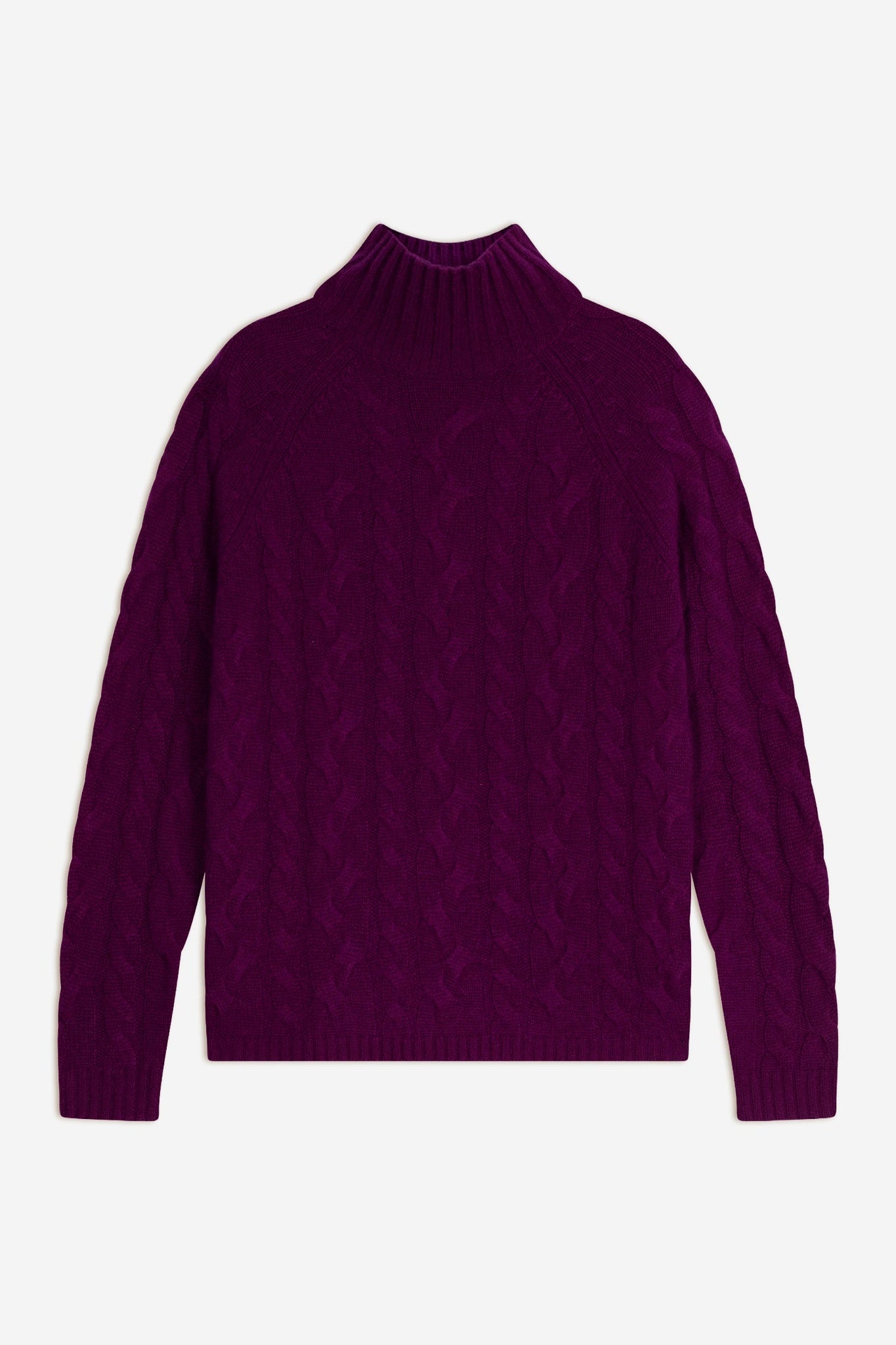 SERENOA high-neck sweater, 6-ply plum