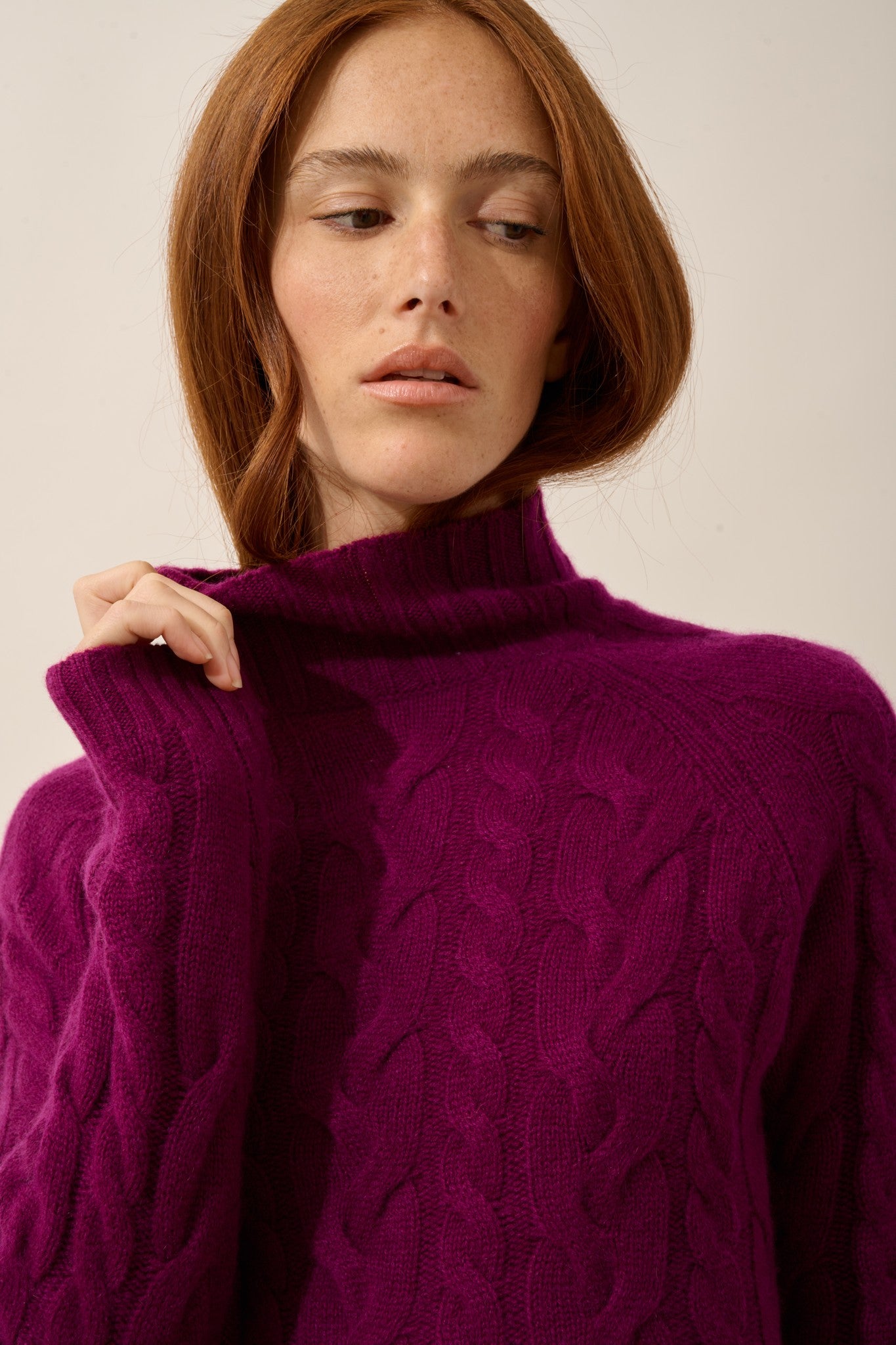 Serenoa high-neck sweater, 6-ply plum