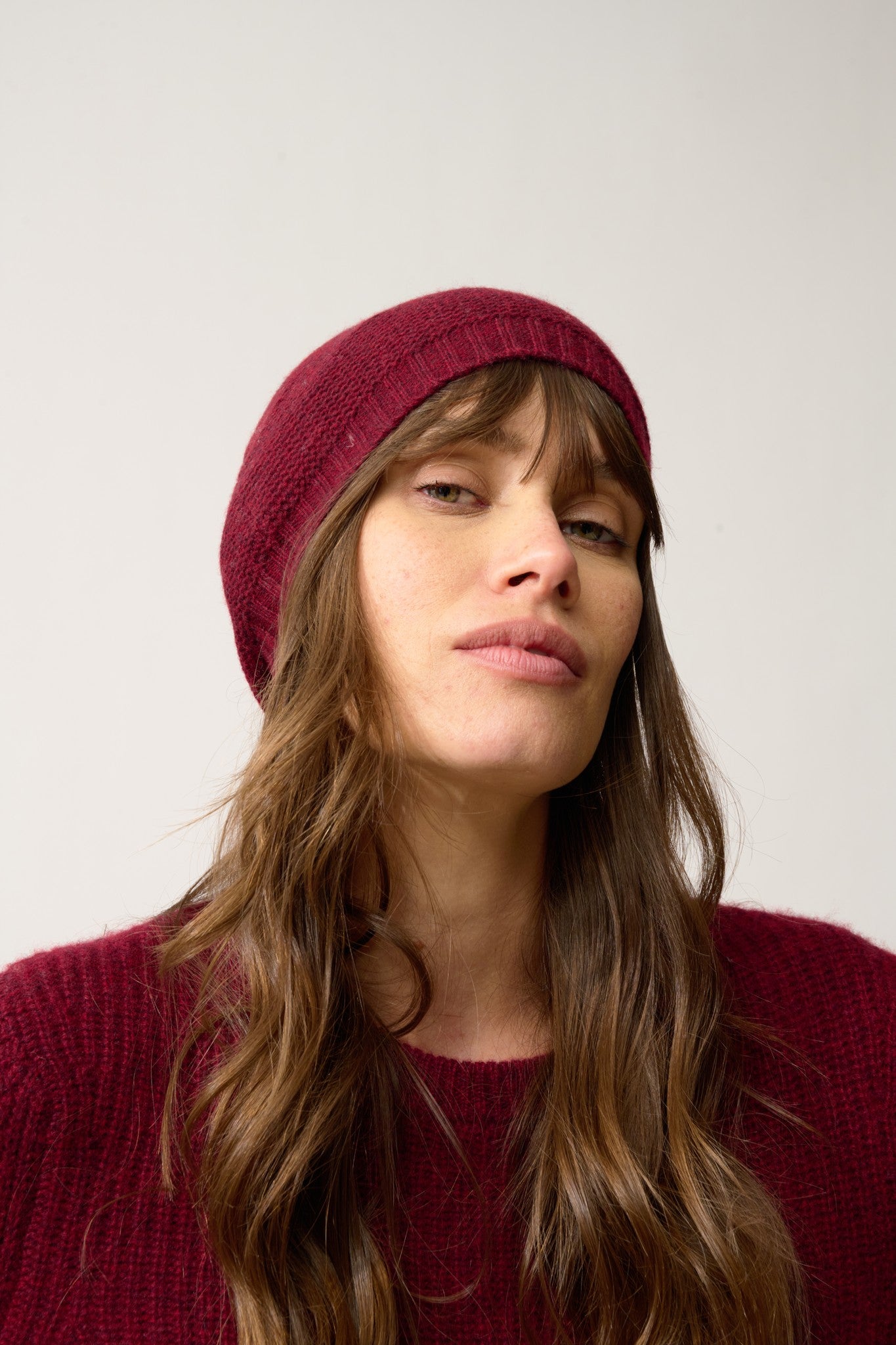 signy bonnet 4 fils cranberry chiné 100% cachemire