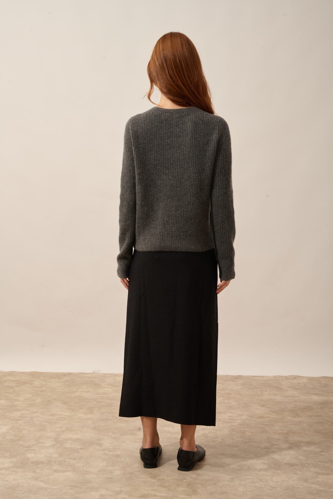 SIGRUN pull col rond 4 fils anthracite chiné