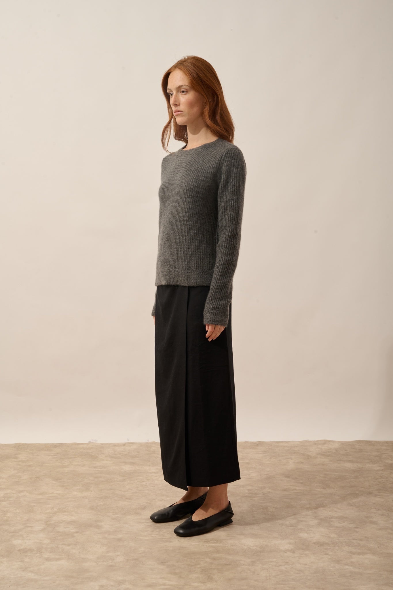 SIGRUN pull col rond 4 fils anthracite chiné