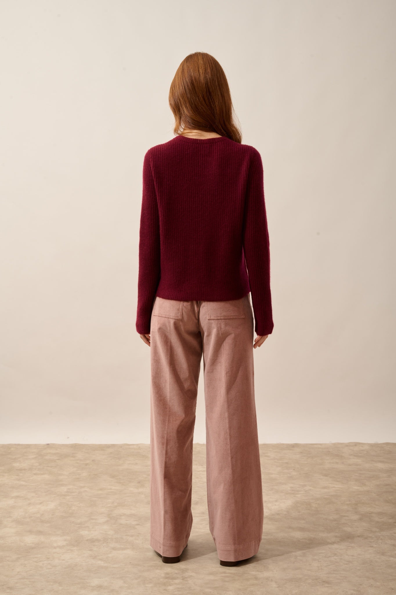 SIGRUN pull col rond 4 fils bordeaux