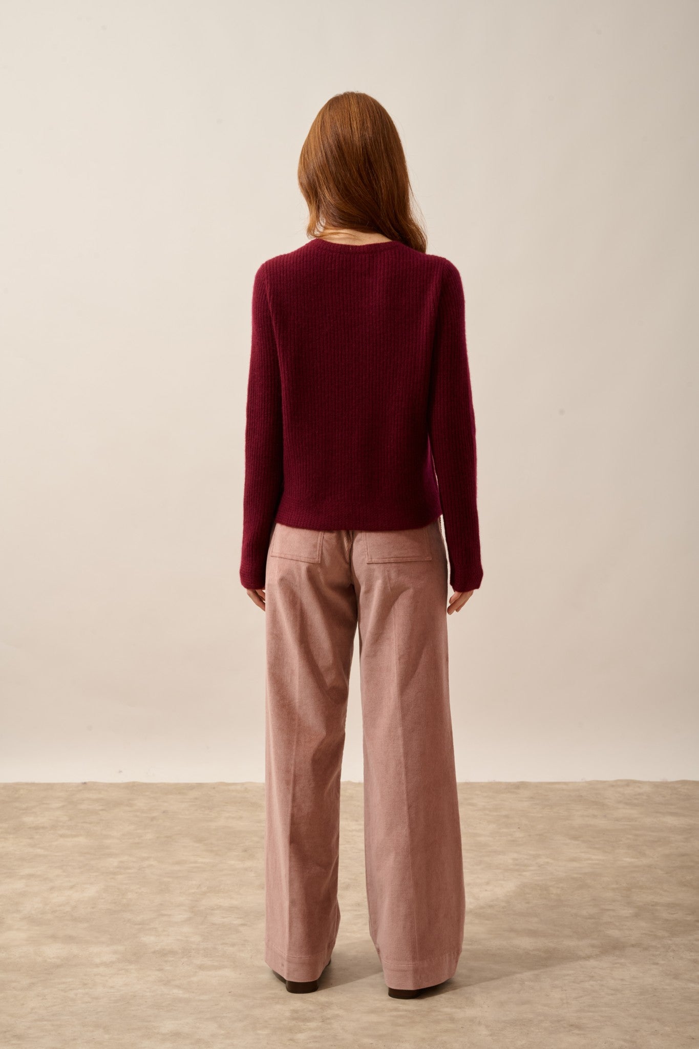 sigrun pull col rond 4 fils bordeaux