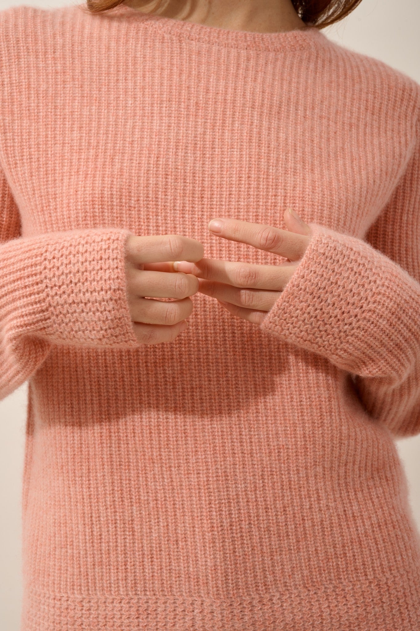 sigrun pull col rond 4 fils corail chiné