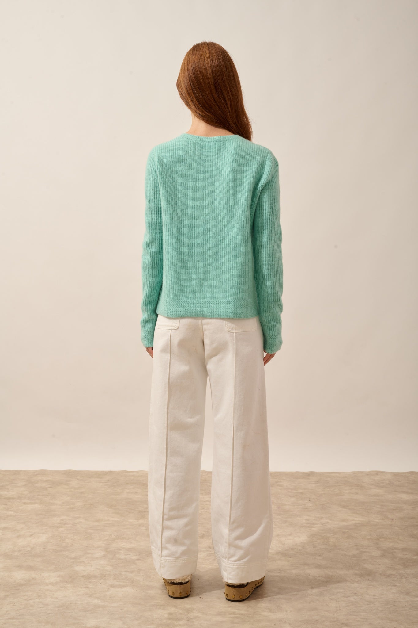 SIGRUN pull col rond 4 fils jade