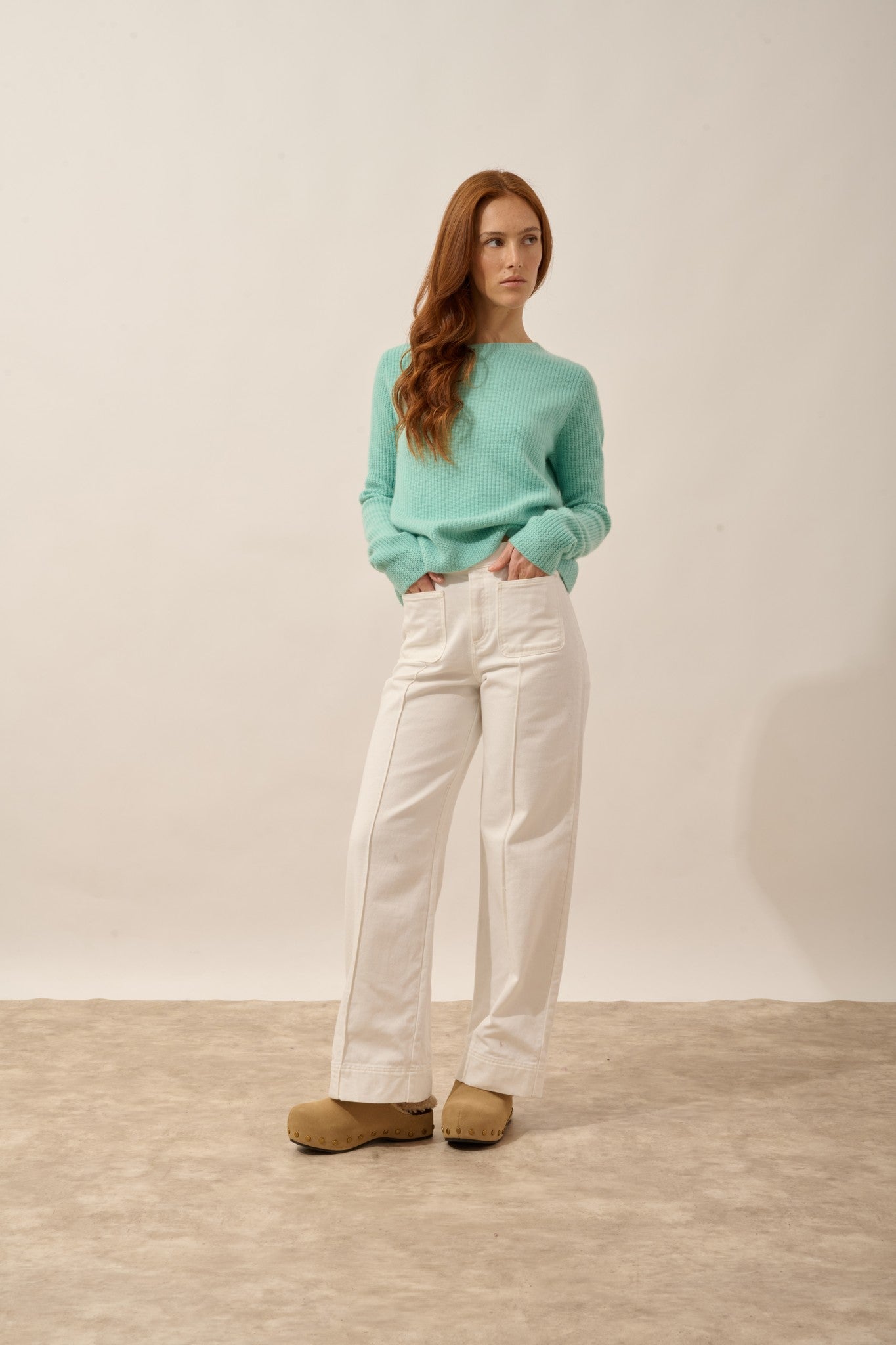 sigrun pull col rond 4 fils jade