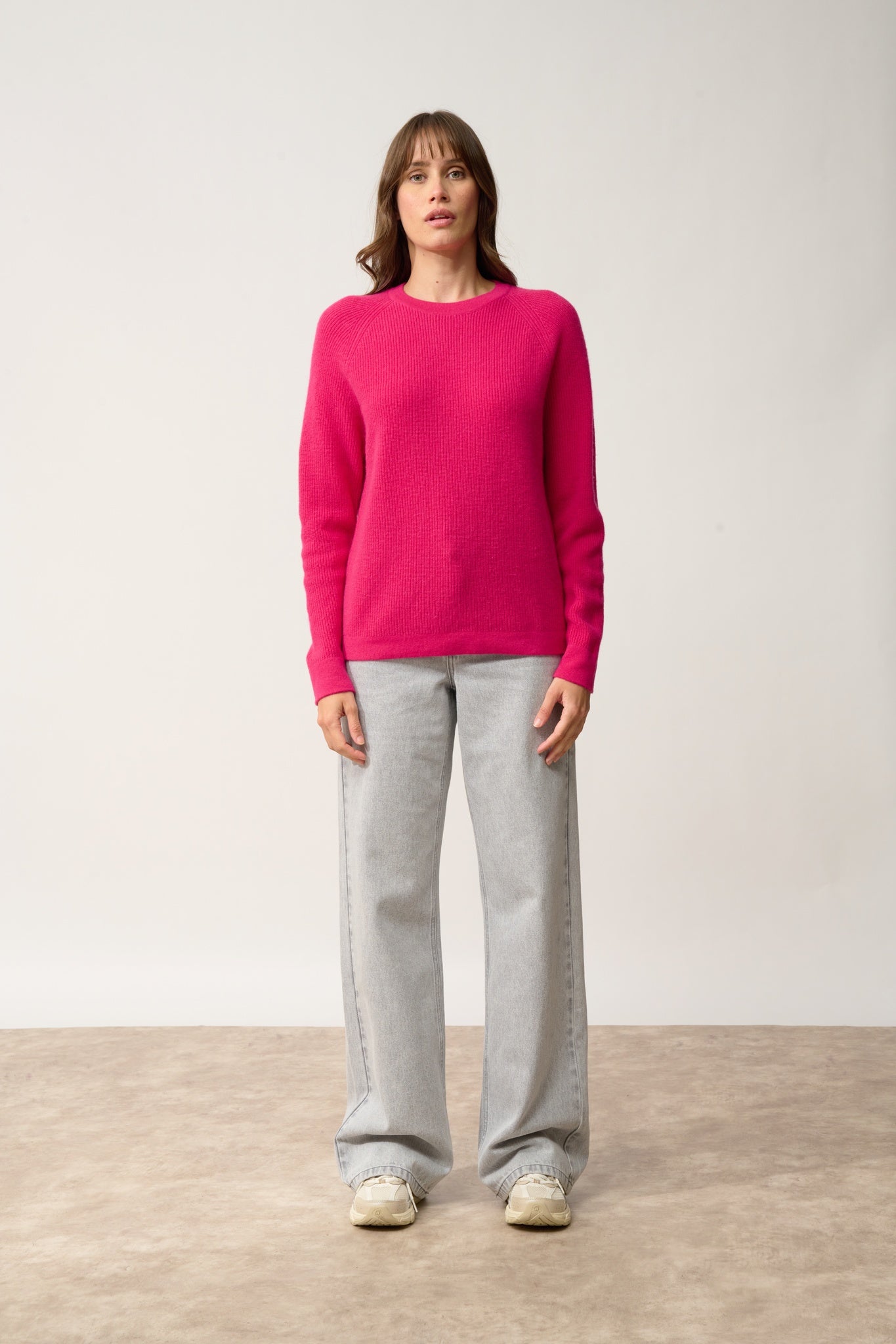 SOLAYA pull col rond fuchsia