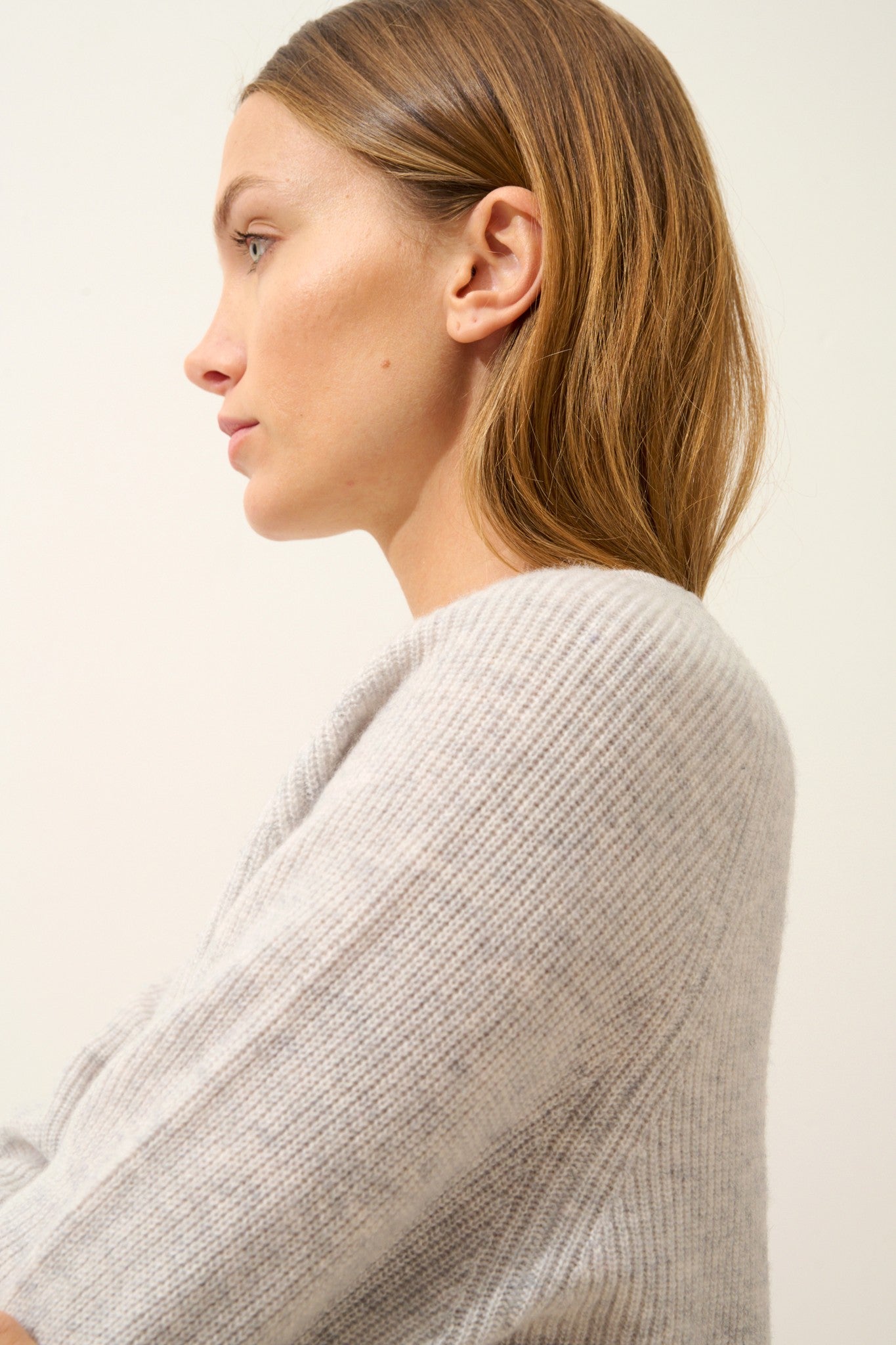 solaya pull col rond glacier chiné 100% cachemire