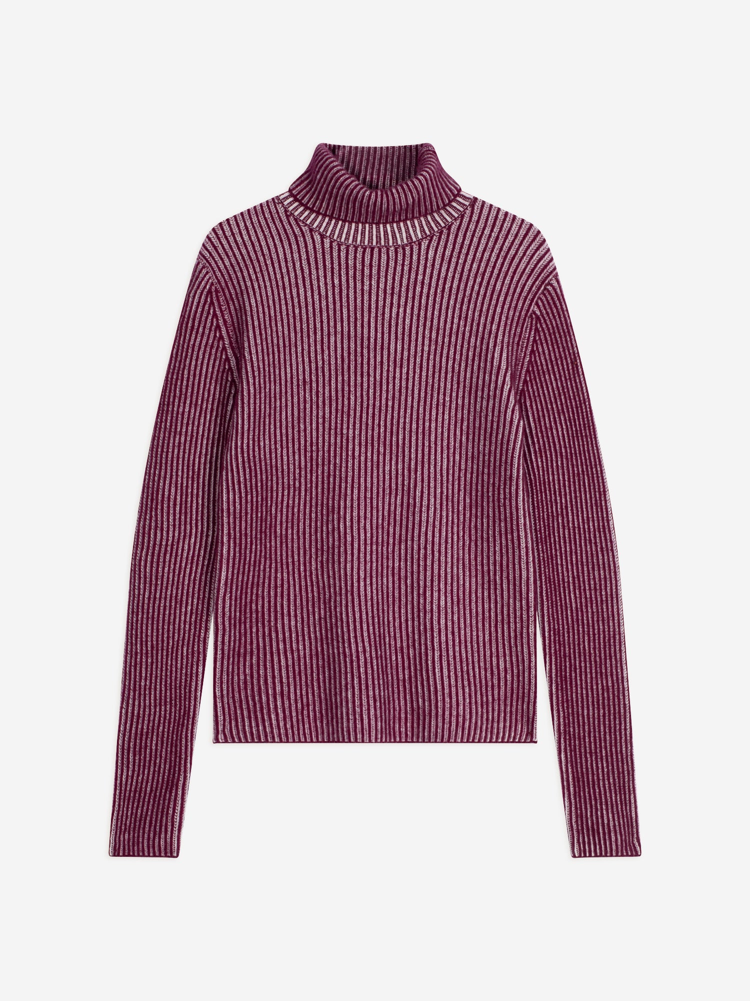 SOMNIA pull col roulé 4 fils bordeaux/ivoire