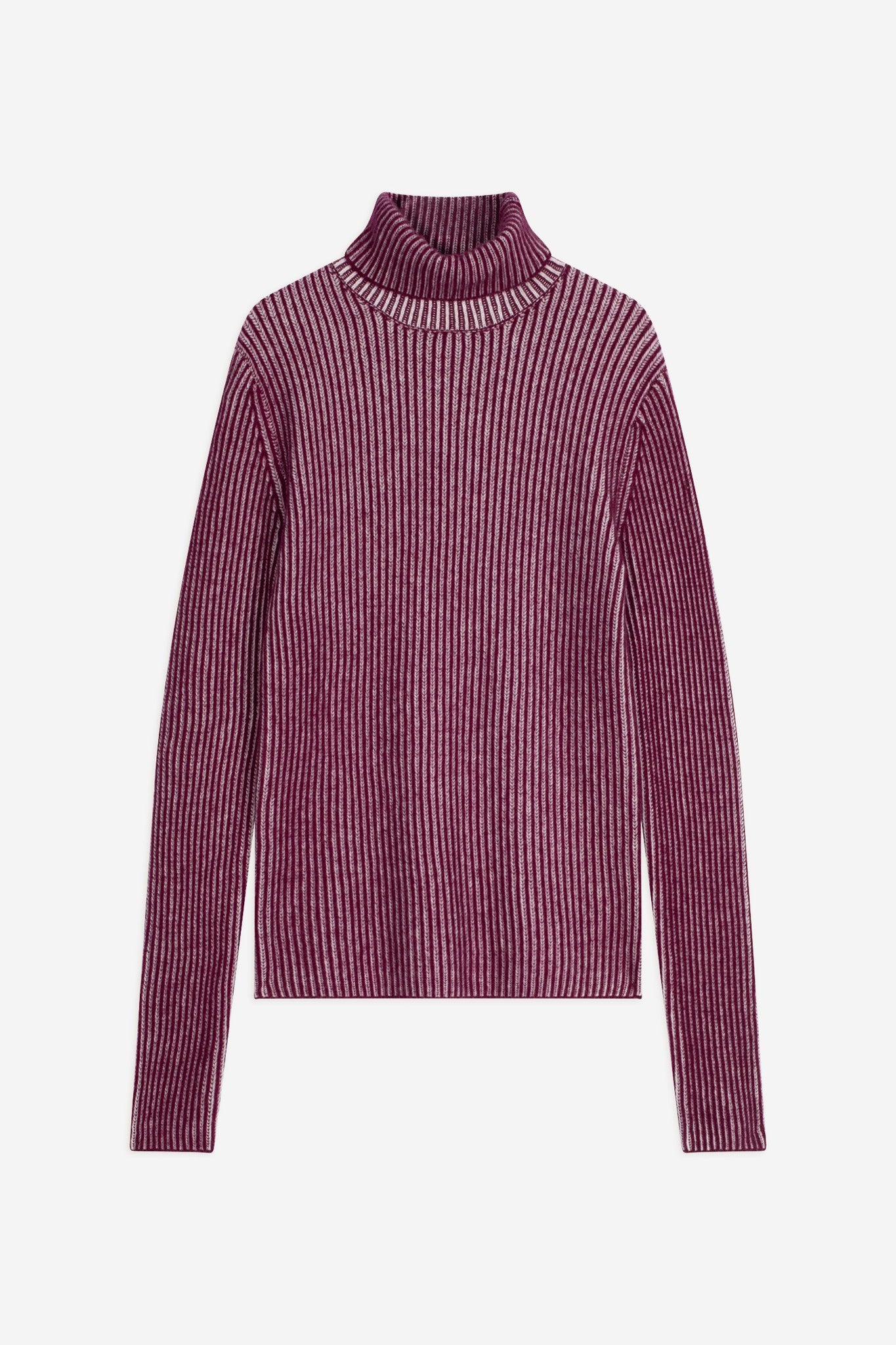 somnia pull col roulé 4 fils bordeaux/ivoire