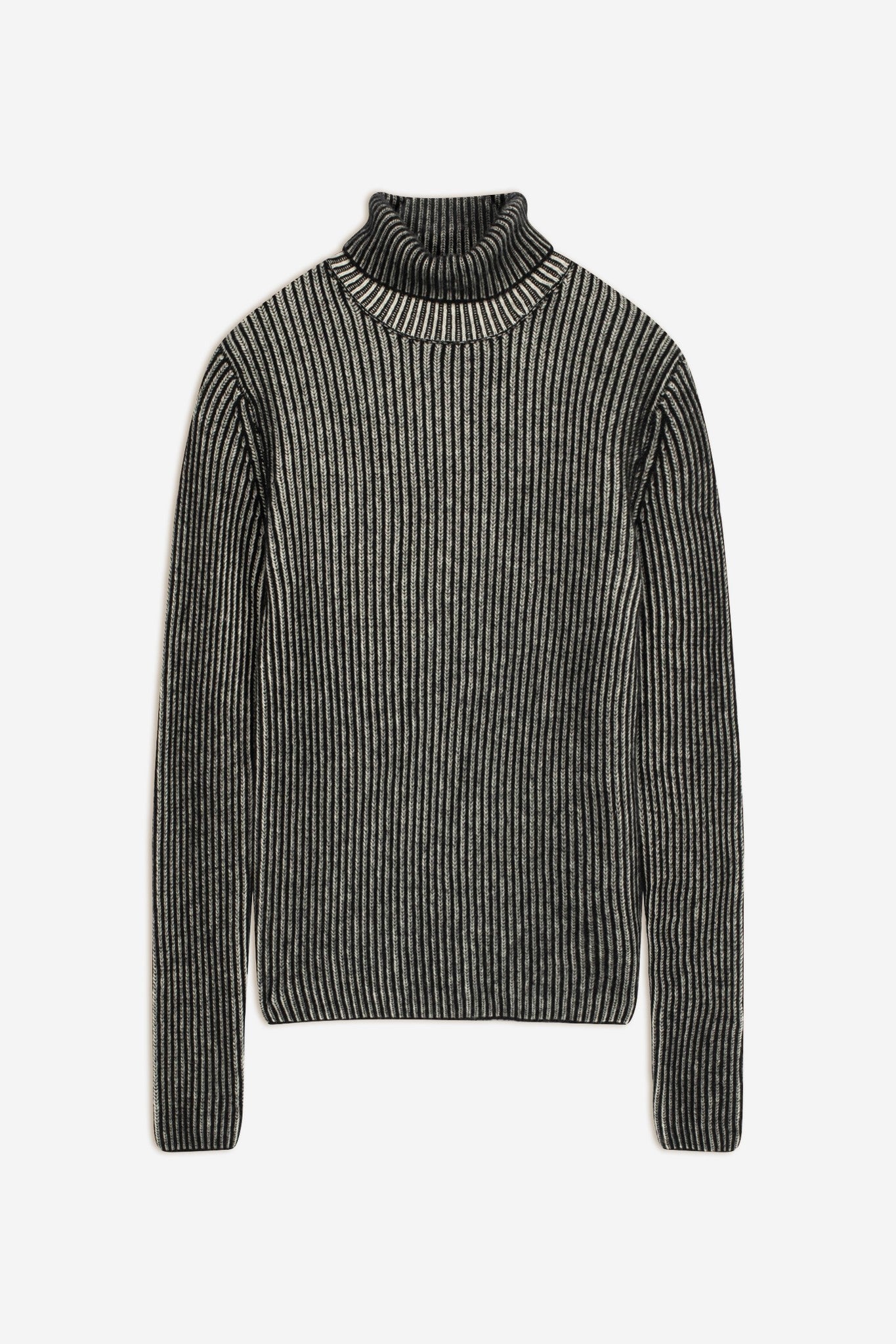 somnia pull col roulé 4 fils noir/ivoire