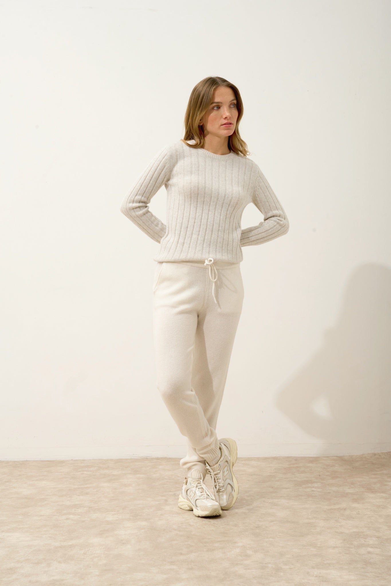 SORREL pull col rond 6 fils gris perle chiné