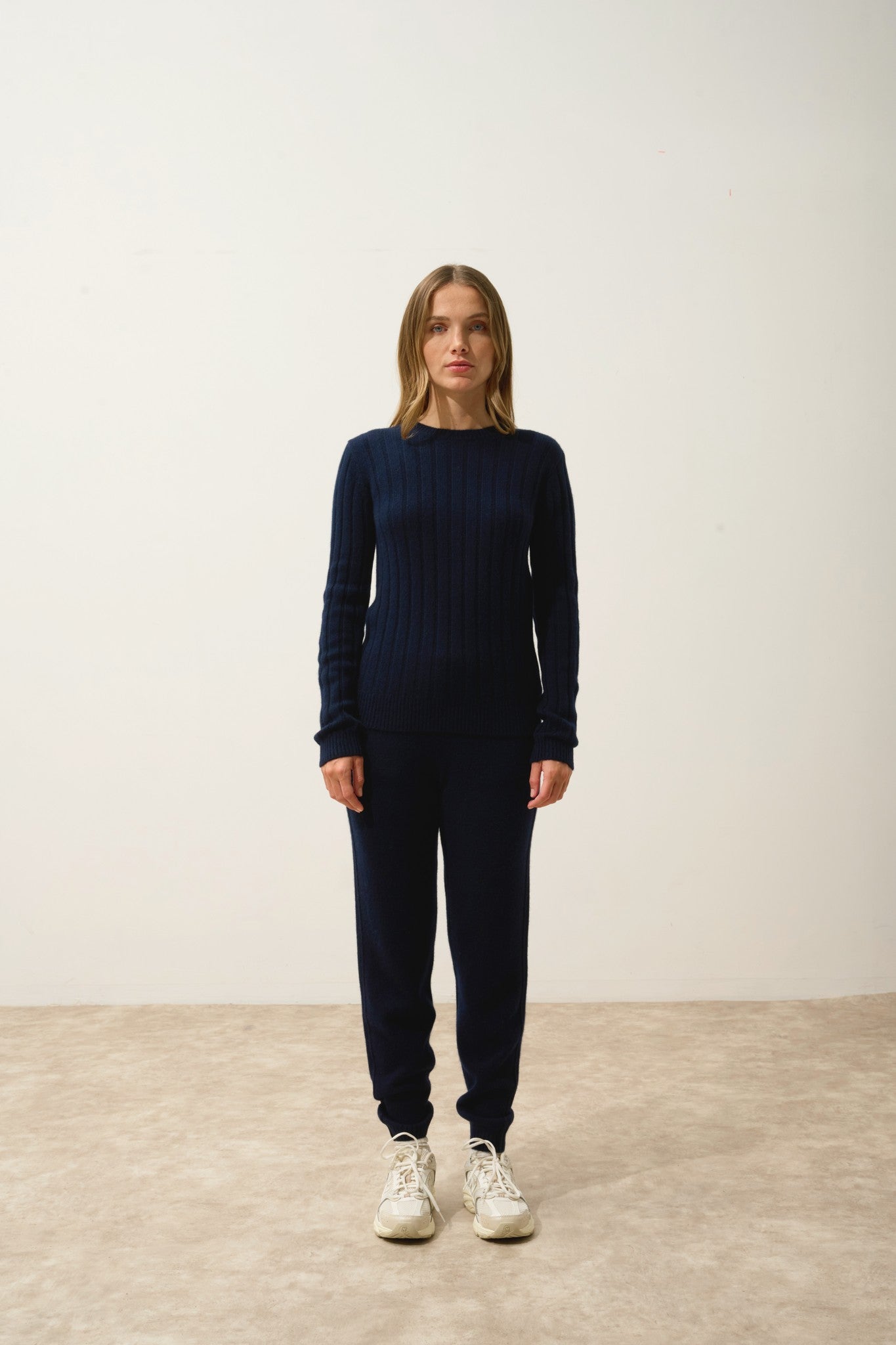 sorrel pull col rond 6 fils navy 100% cachemire