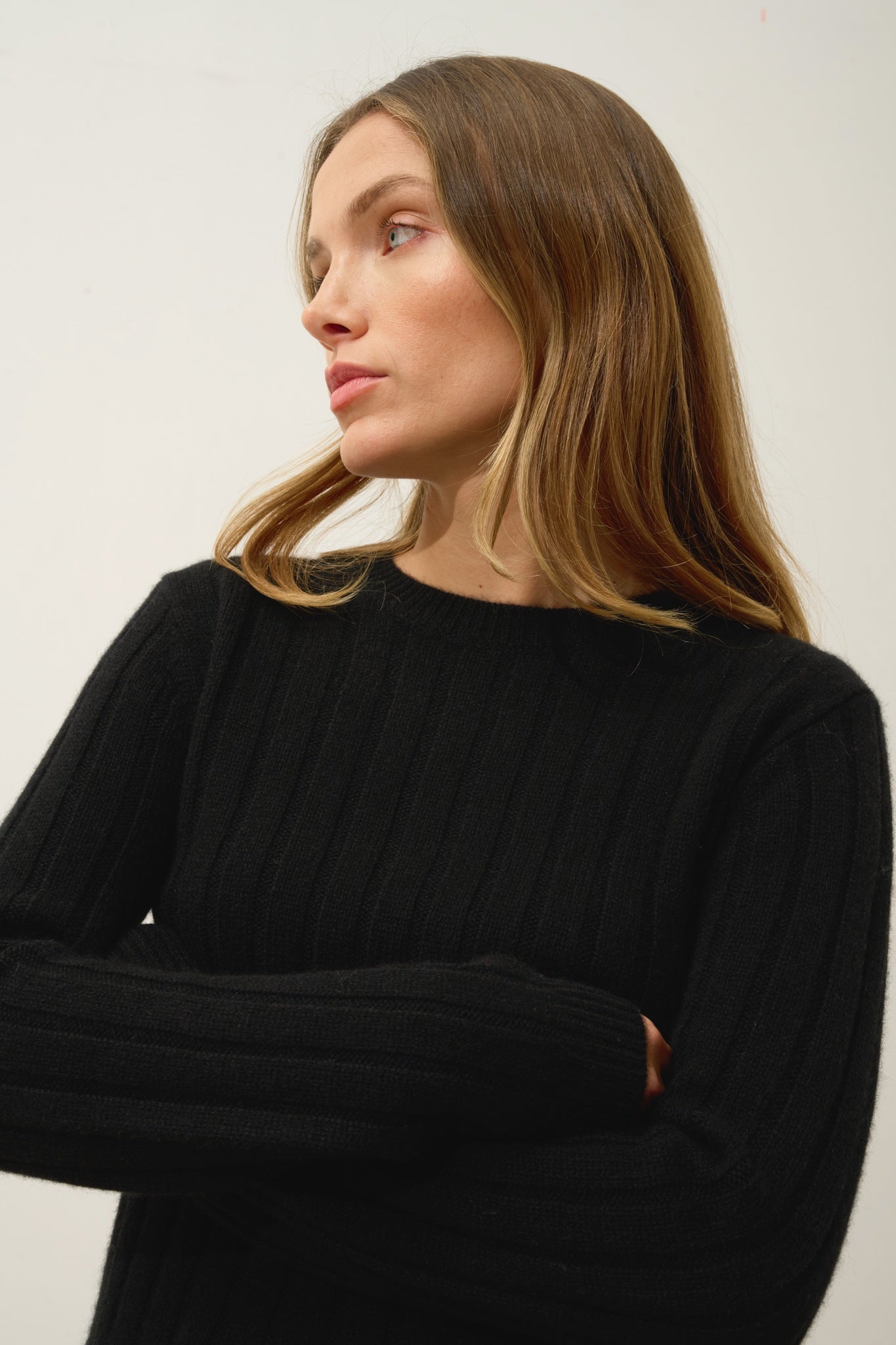 SORREL pull col rond 6 fils noir