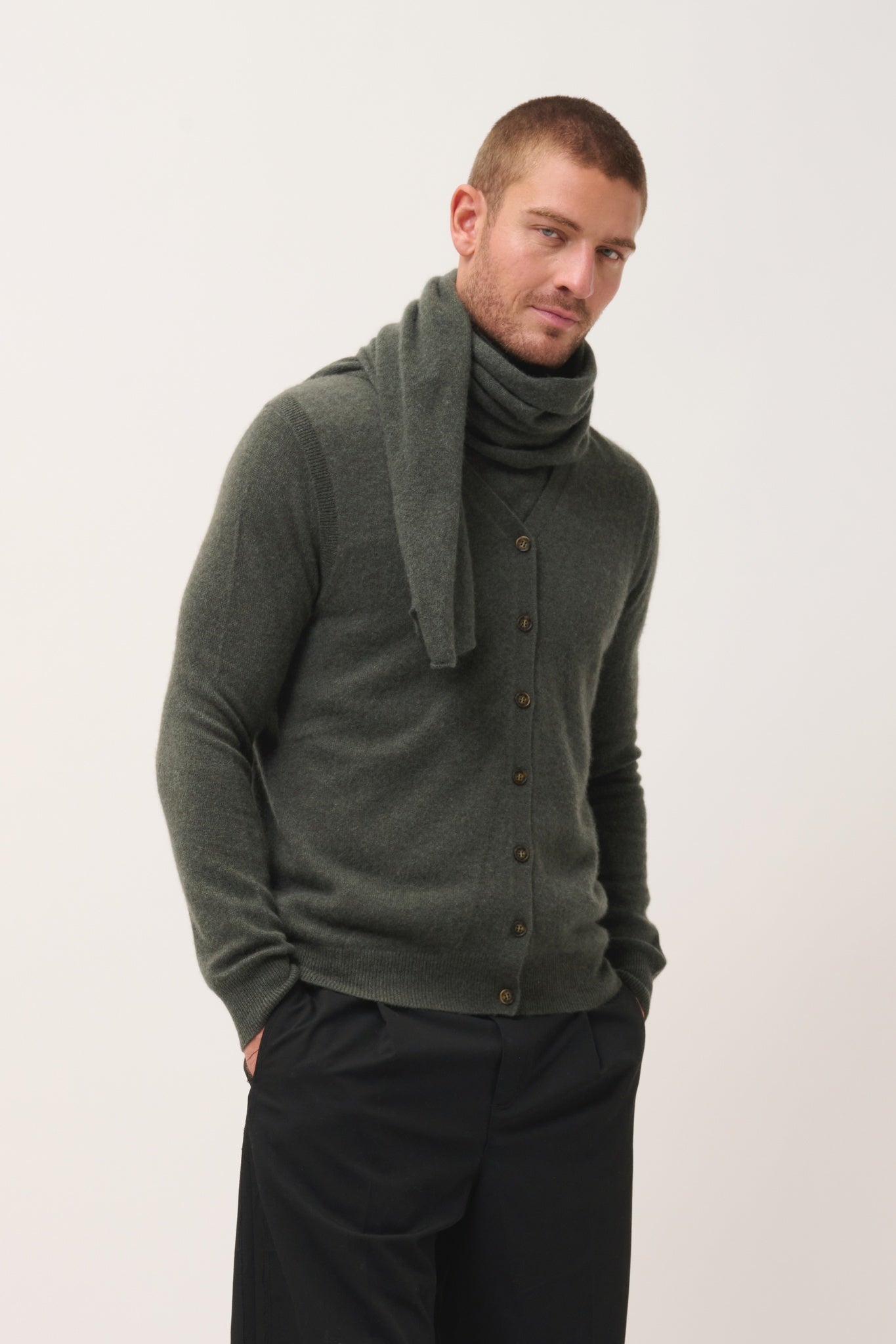 SPENCER écharpe kaki chiné