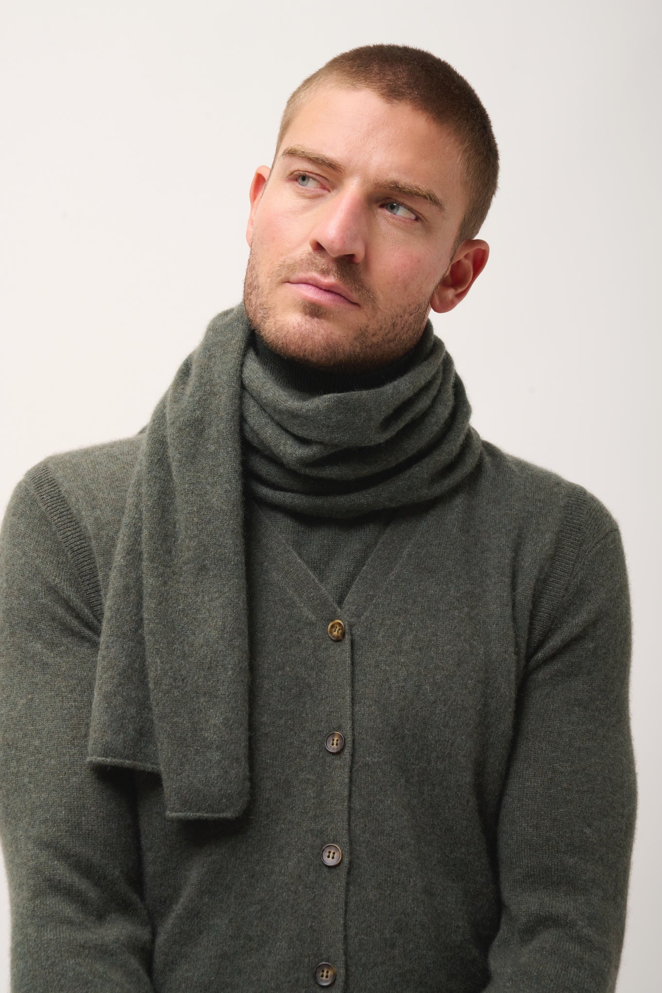 SPENCER écharpe kaki chiné