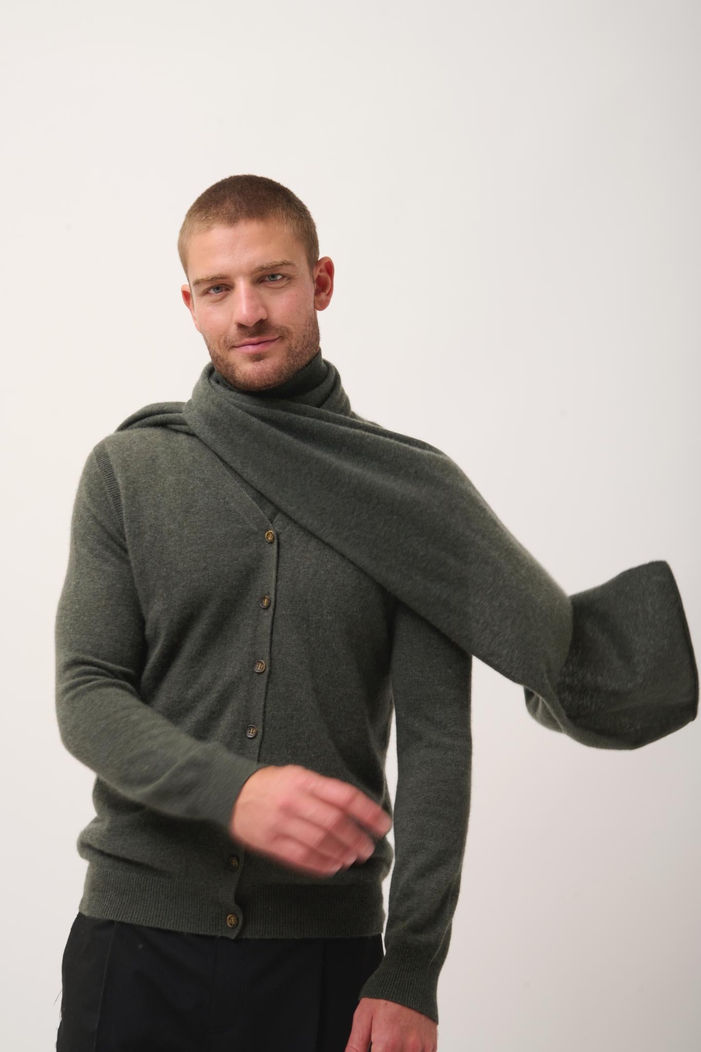 SPENCER écharpe kaki chiné