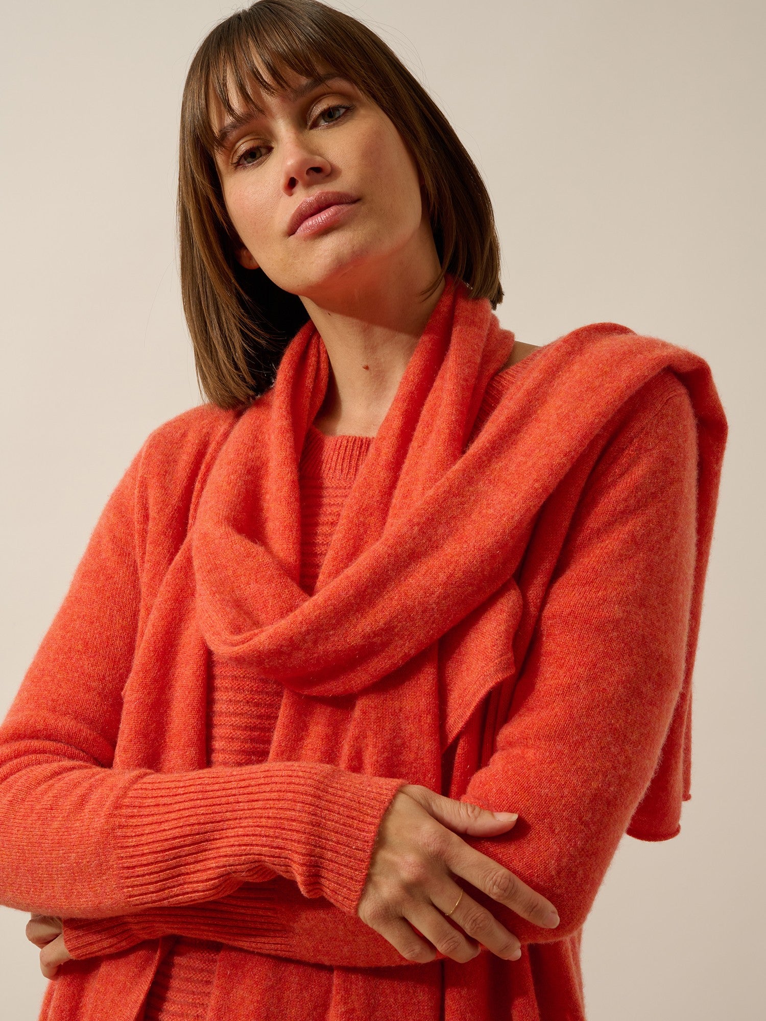 spencer écharpe orange chiné