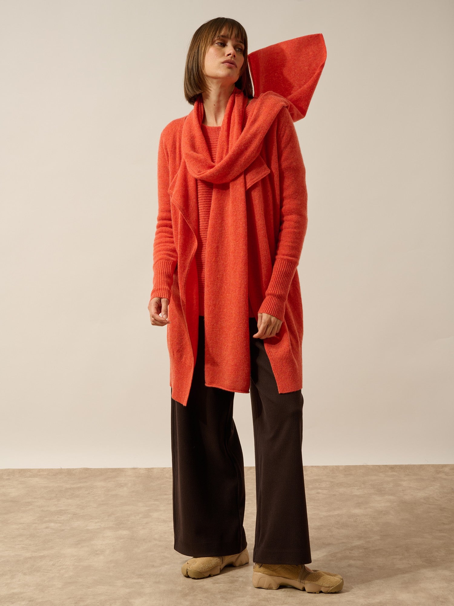 spencer écharpe orange chiné