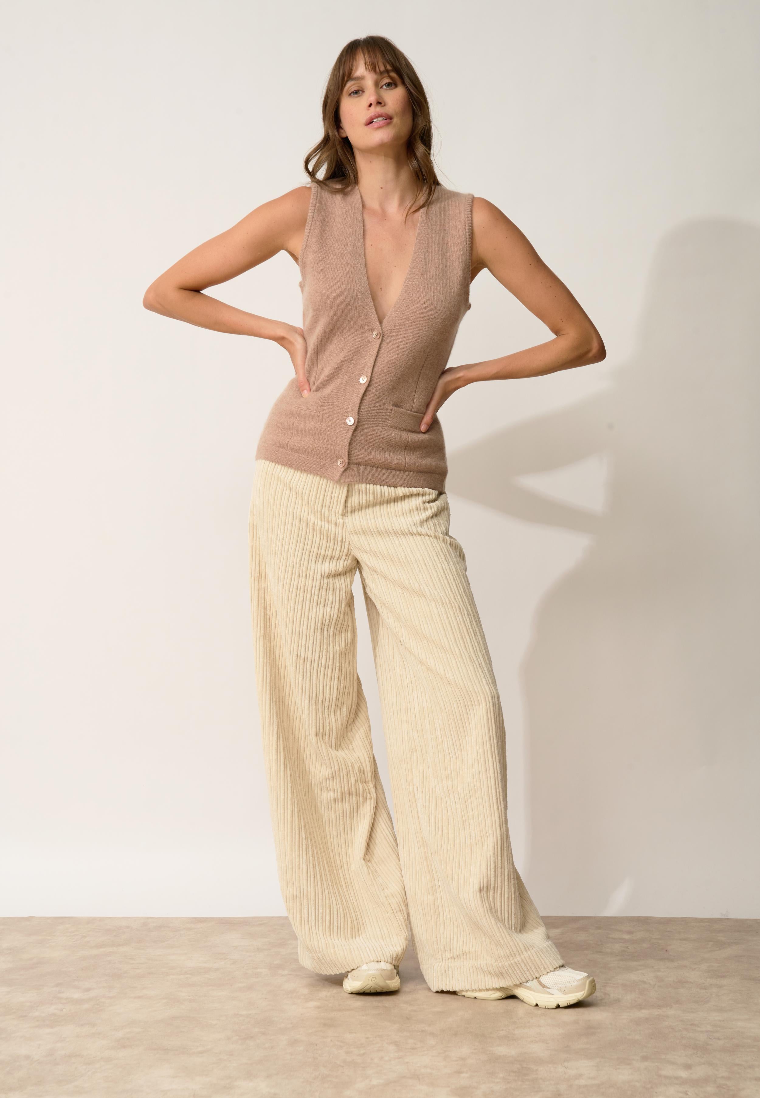 STEFAN cardigan v-neck camel mottled