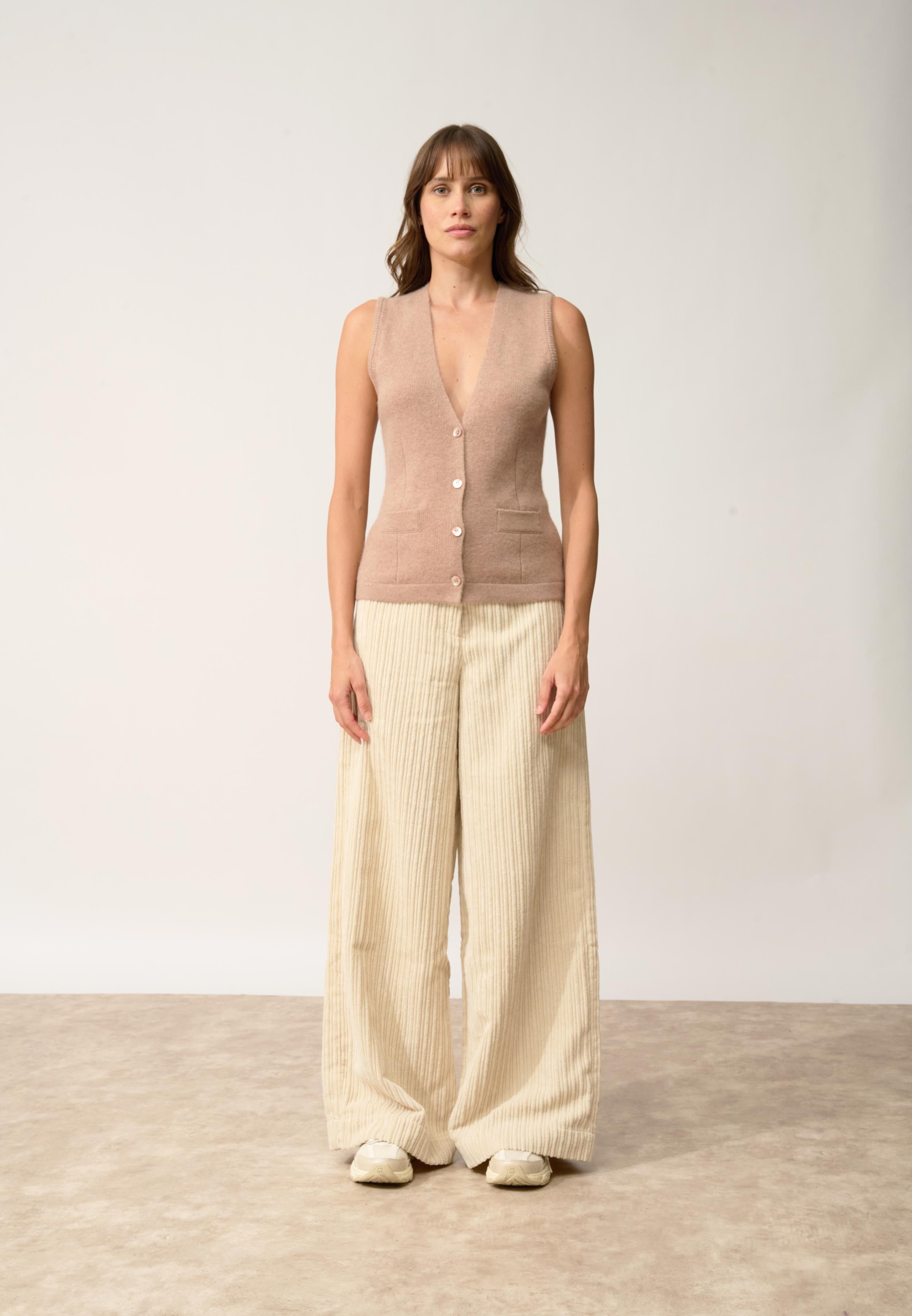 STEFAN cardigan v-neck camel mottled