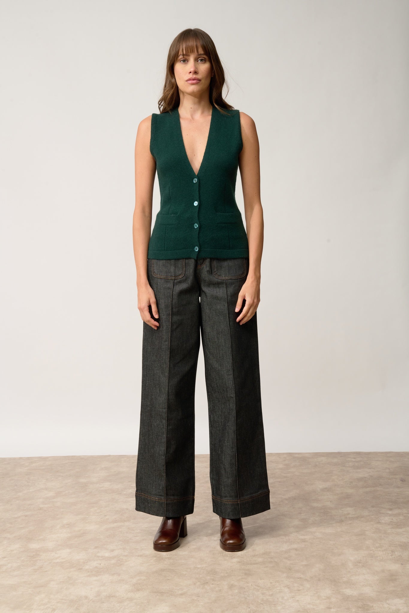 STEFAN cardigan col v cyprès