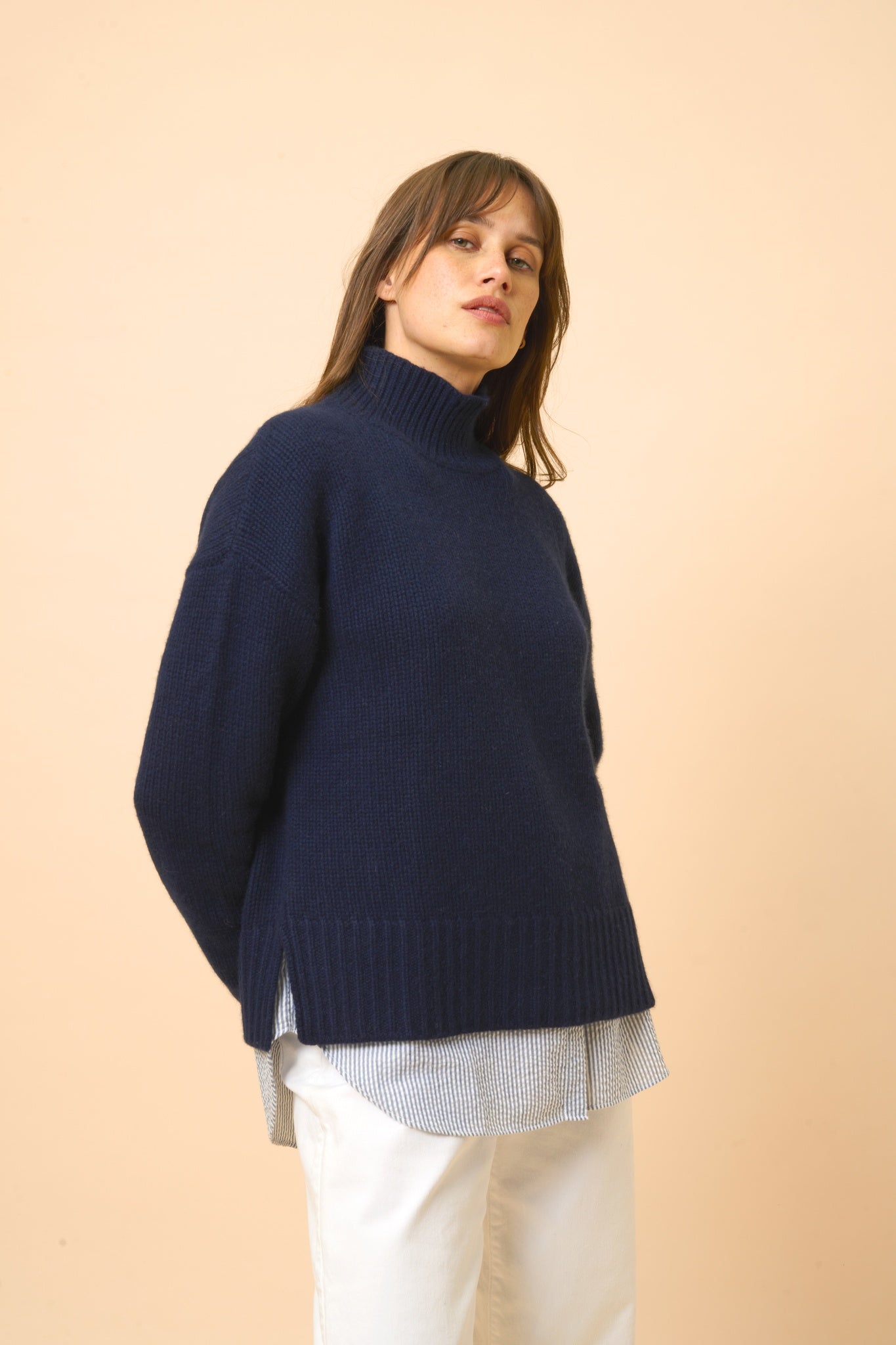 SULLANA pull col montant navy