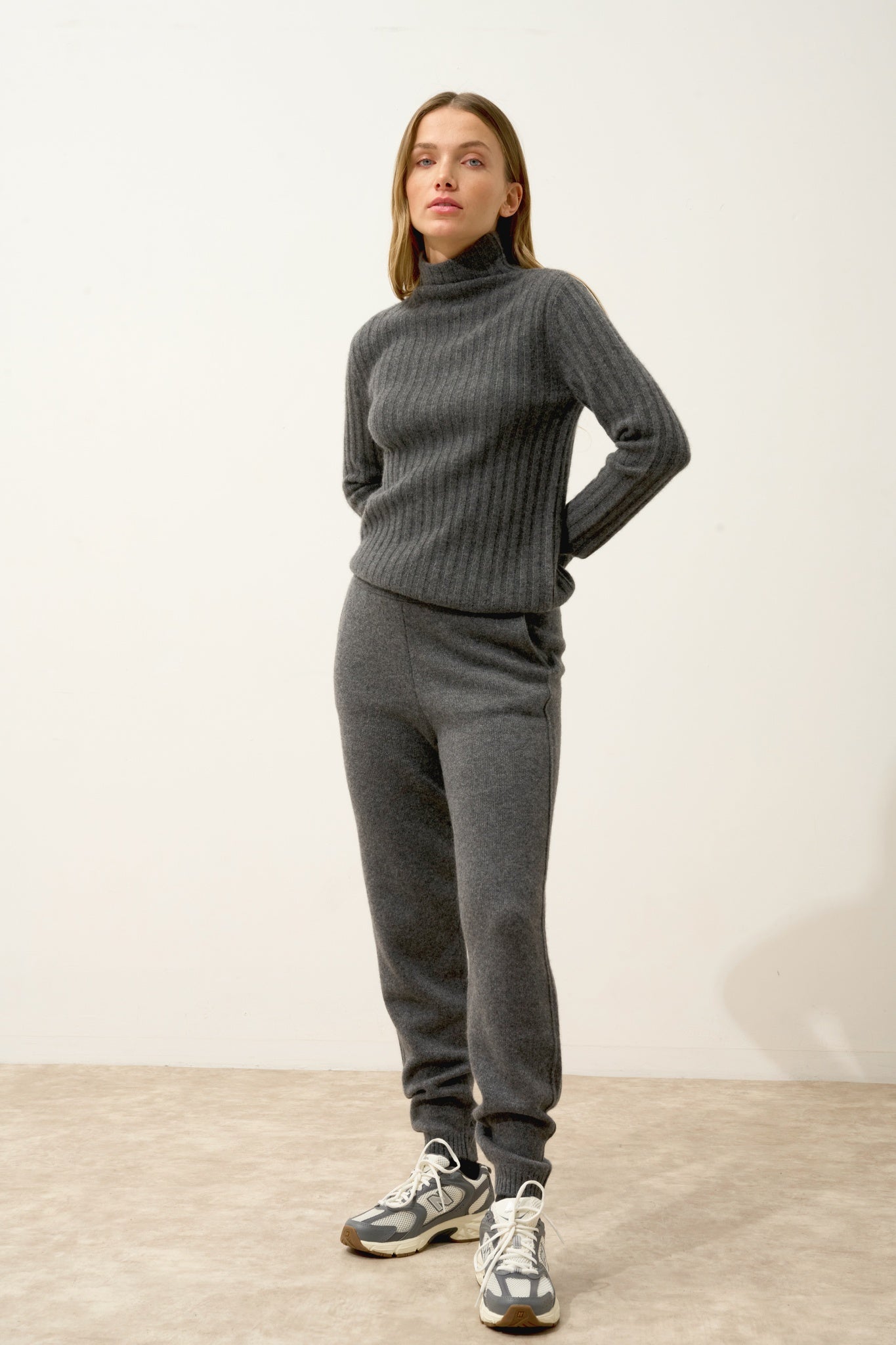 SUNNEVA pull col montant anthracite chiné