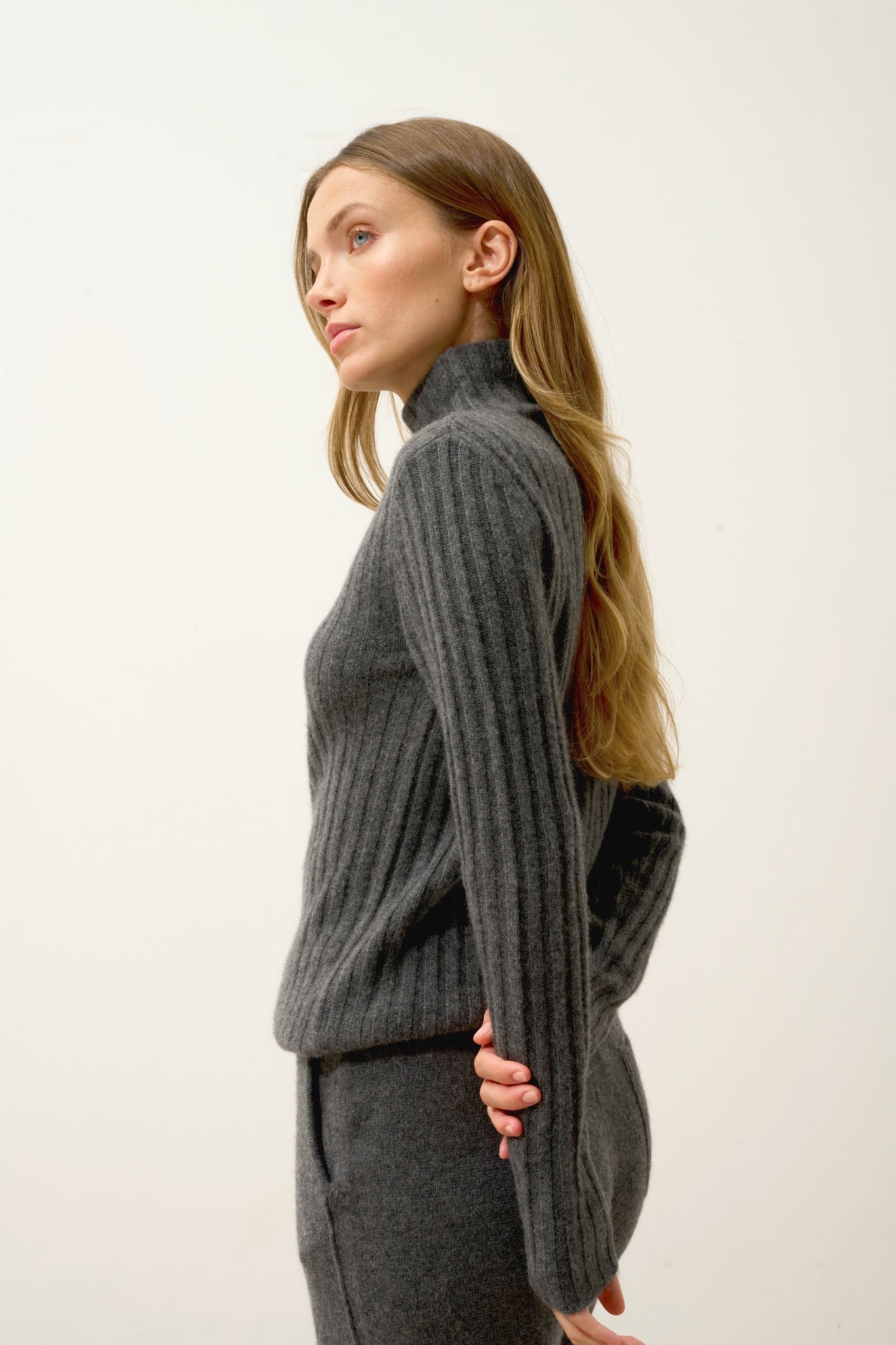 SUNNEVA pull col montant anthracite chiné