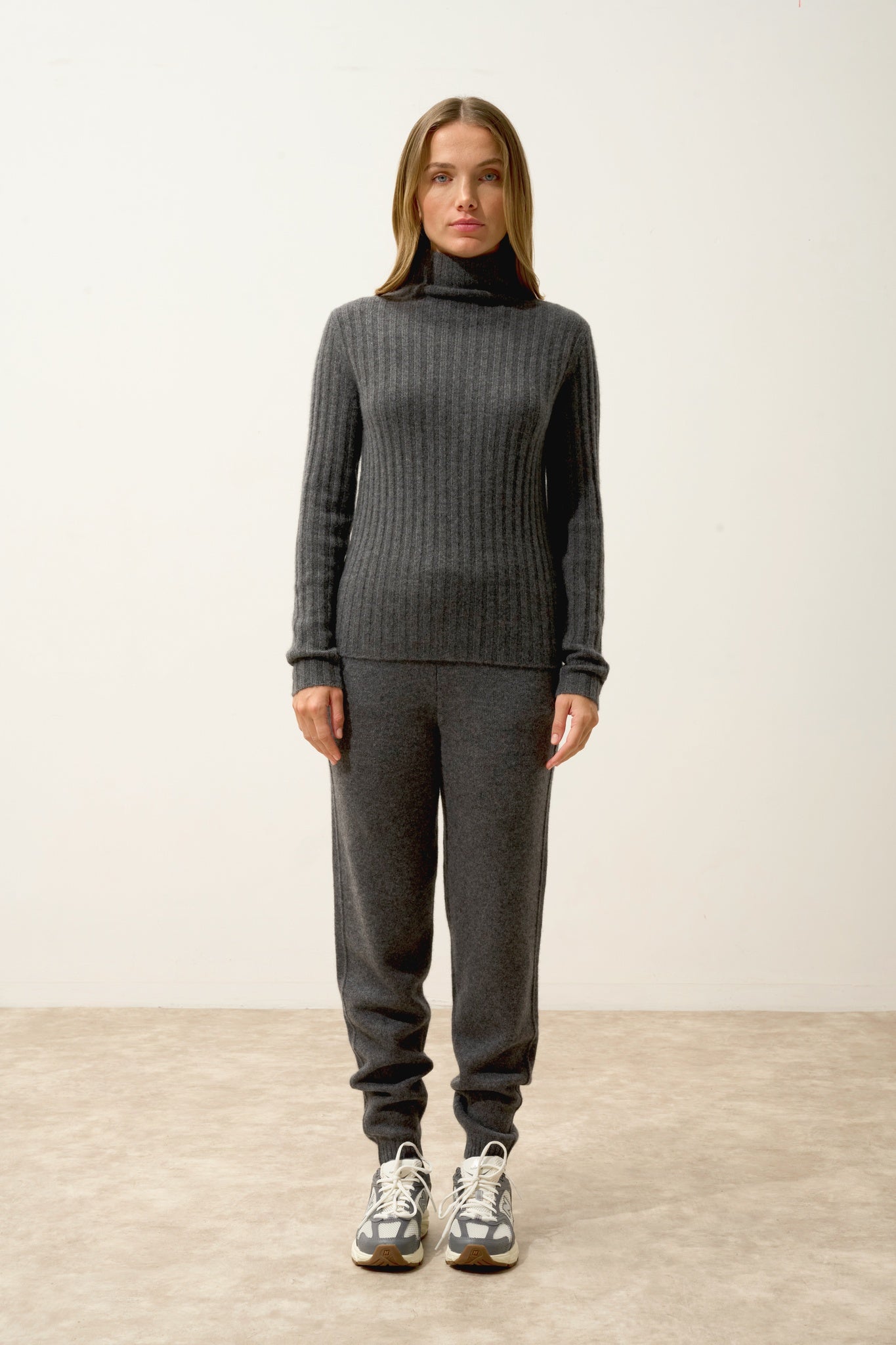 SUNNEVA pull col montant anthracite chiné