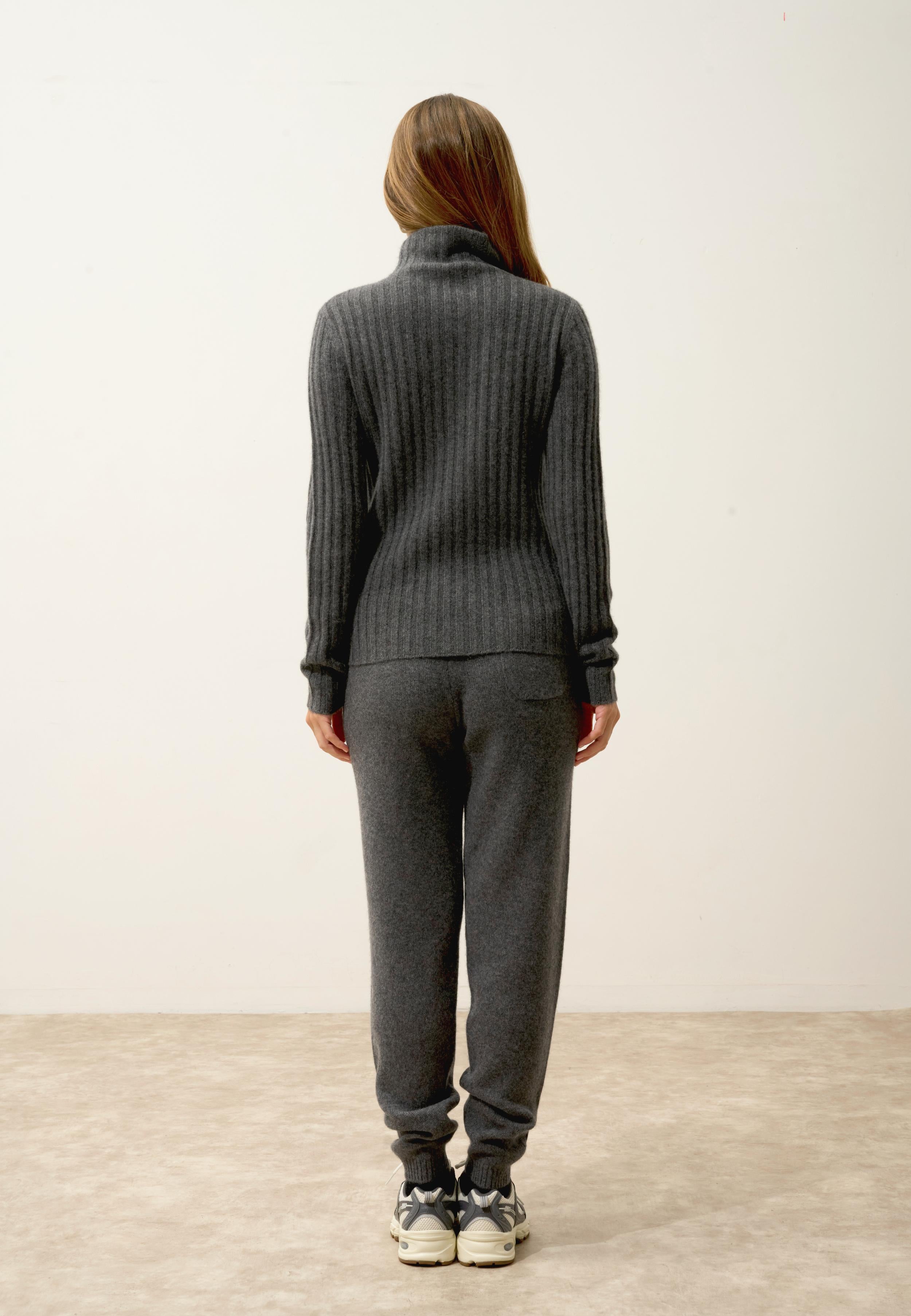SUNNEVA pull col montant anthracite chiné