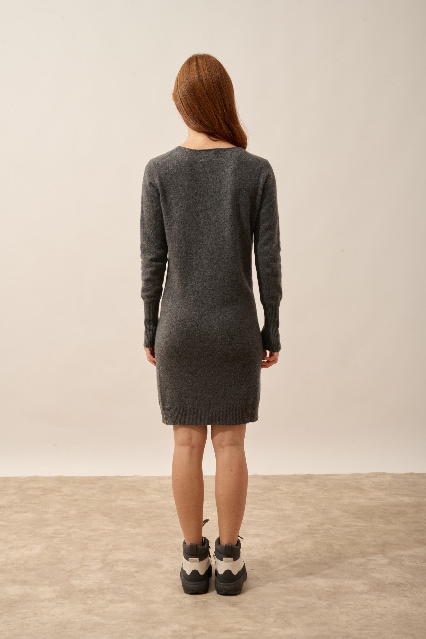 susan robe col rond anthracite chiné