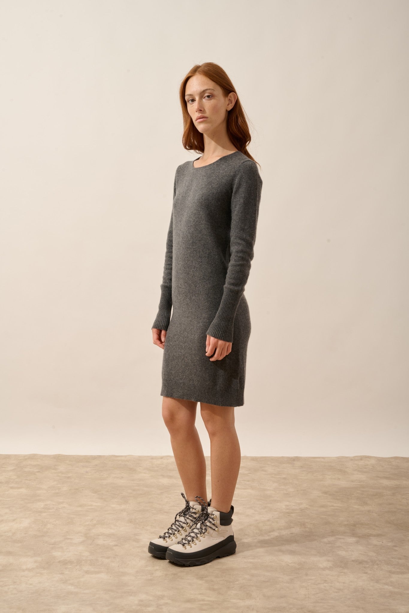 susan robe col rond anthracite chiné