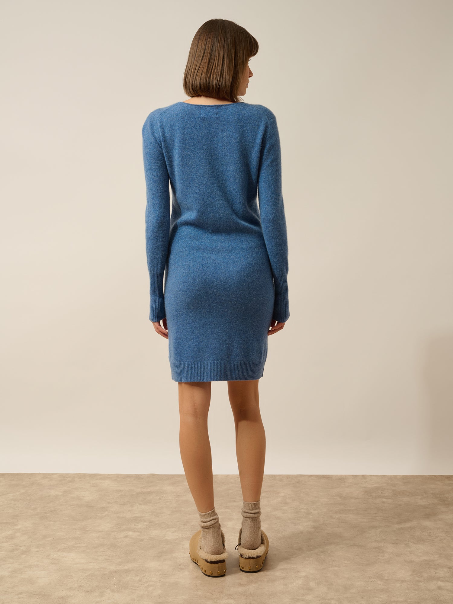 SUSAN robe col rond bleu denim