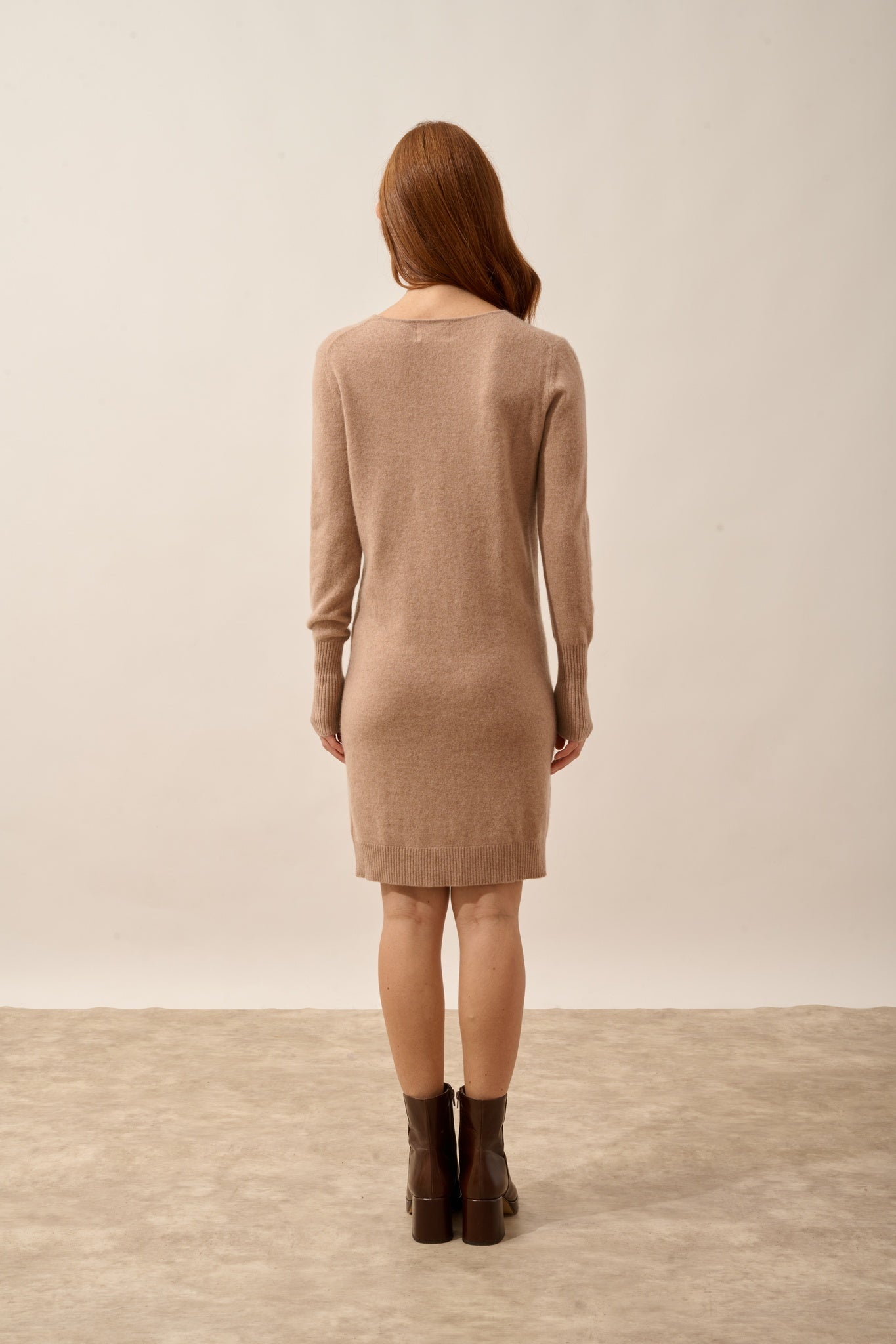 SUSAN round neck dress in camel heather