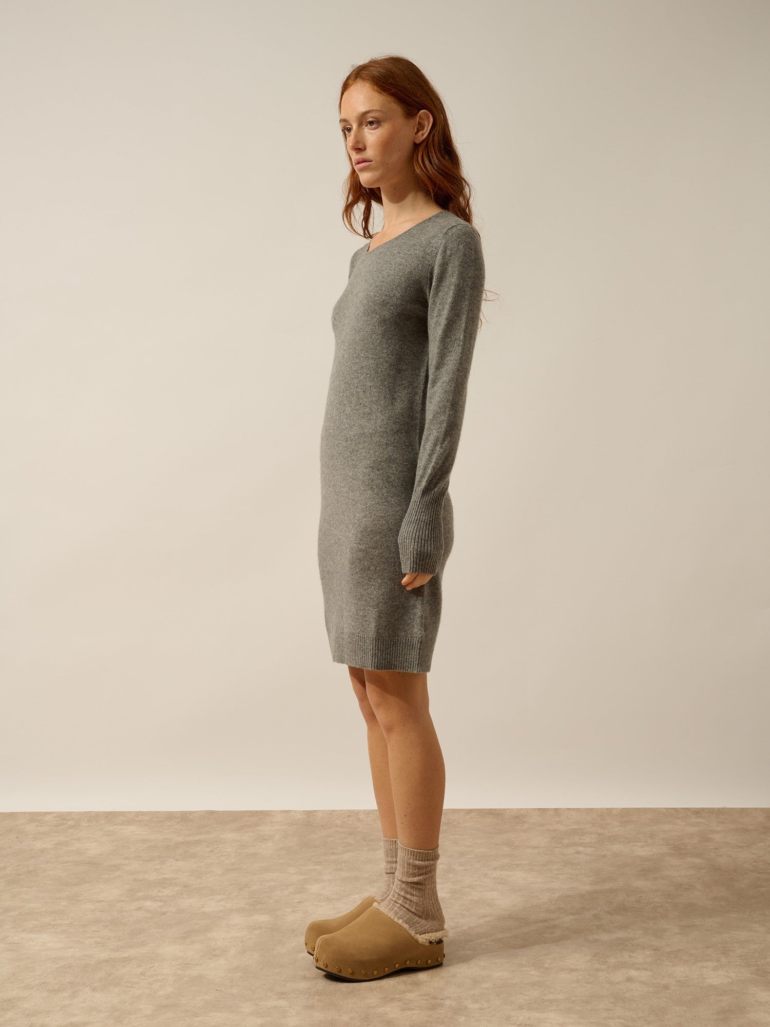 susan robe col rond flanelle chiné