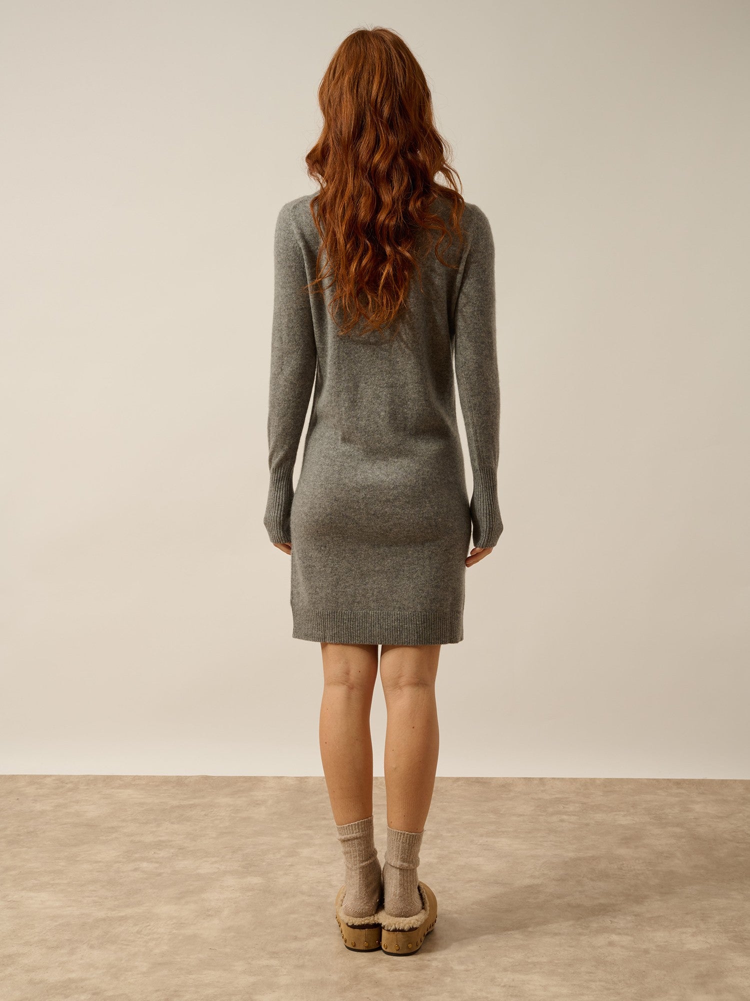 susan robe col rond flanelle chiné