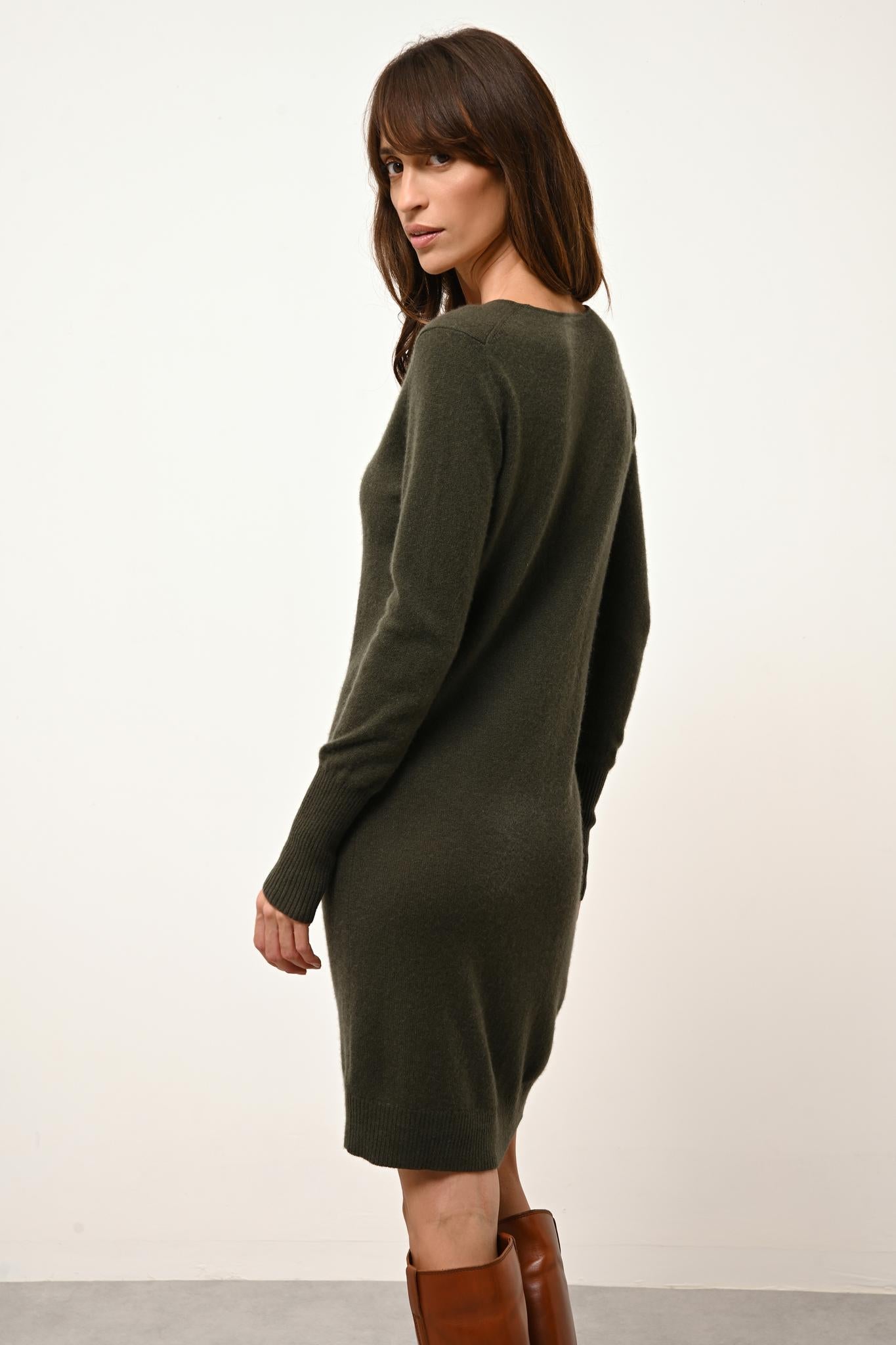 SUSAN robe col rond kaki