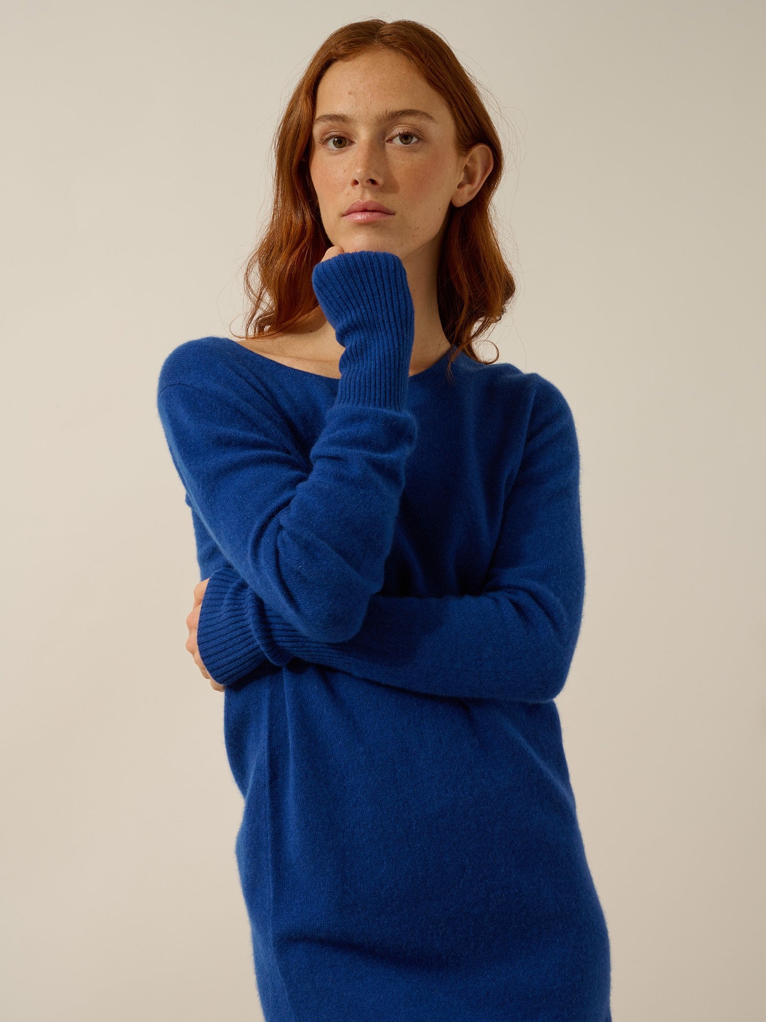 susan robe col rond outremer