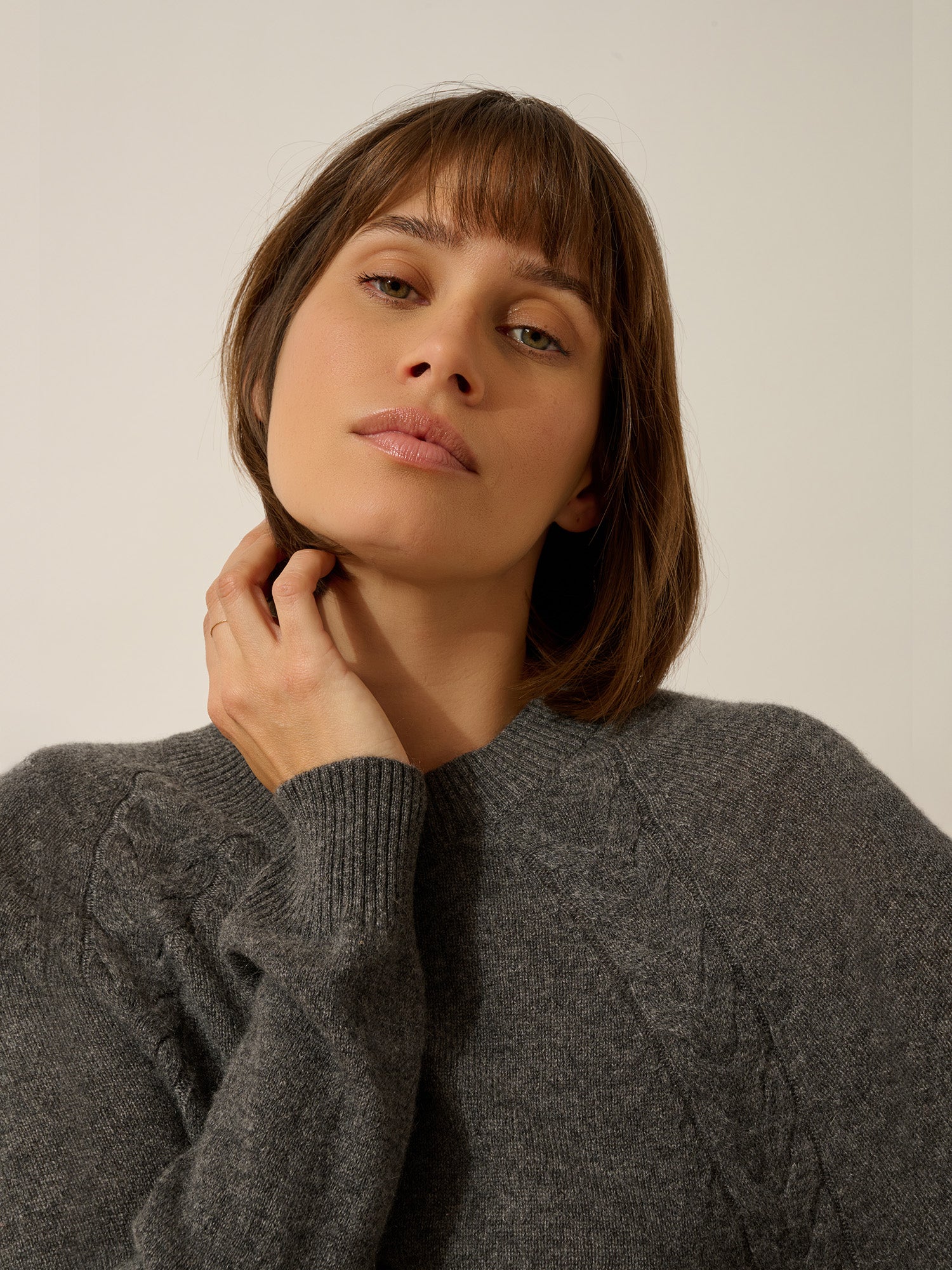 SYLVIE robe courte col rond anthracite chiné