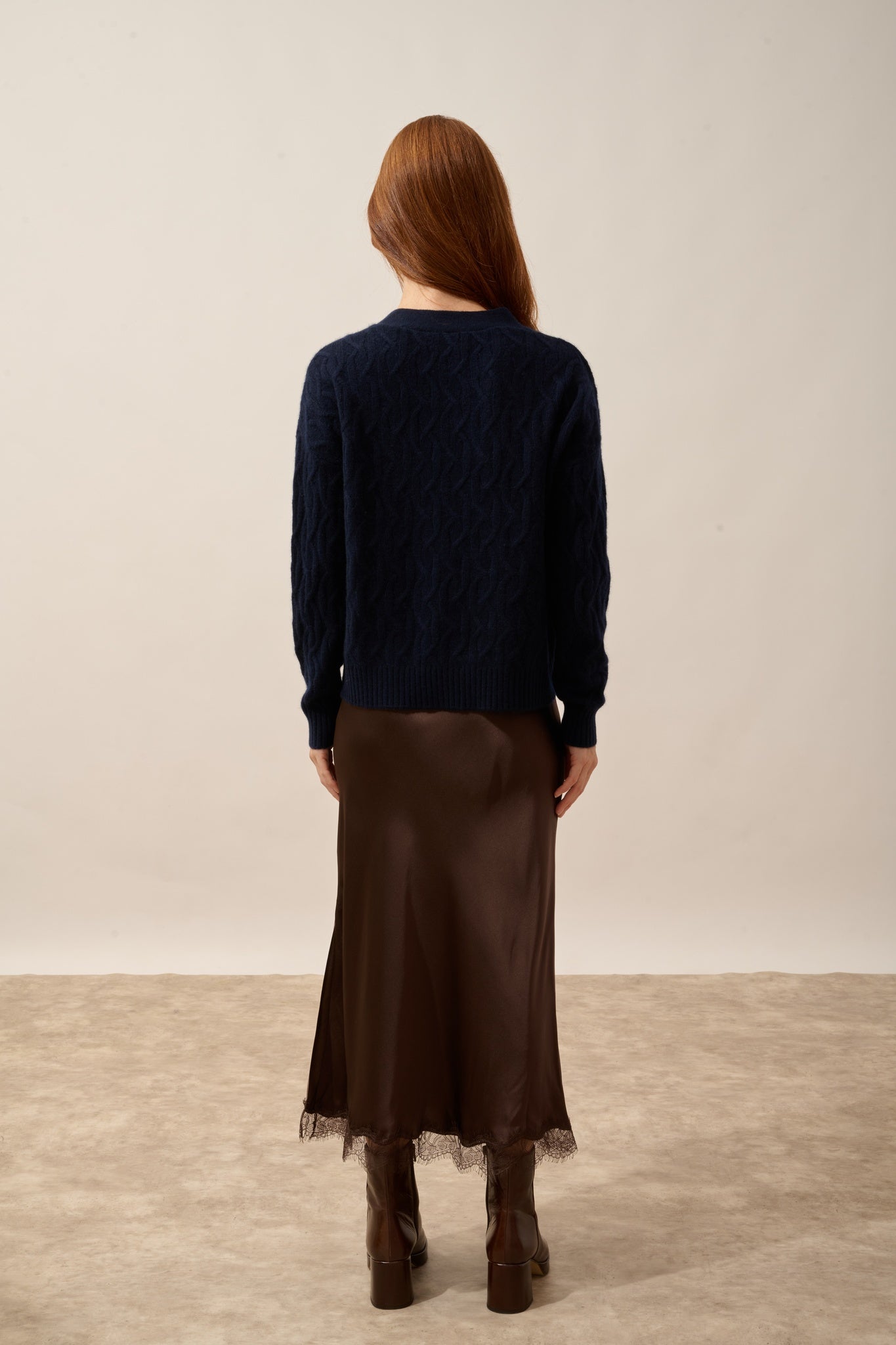 SYSTA cardigan col v 4 fils navy