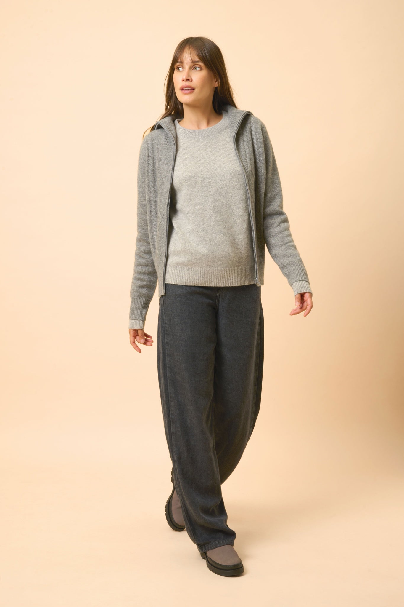 TALARA flannel trucker-neck vest mottled