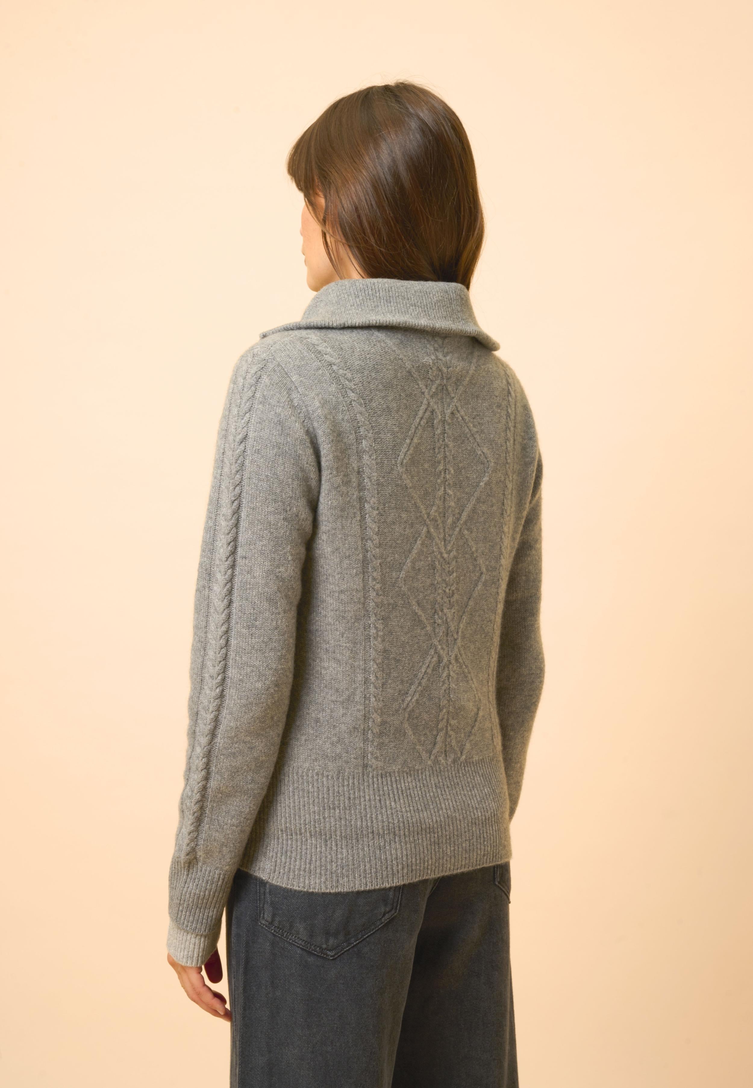 TALARA gilet col camionneur flanelle chiné