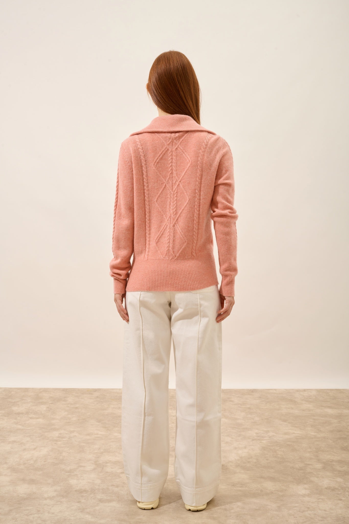 TALARA gilet zippé col camionneur 4 fils corail chiné