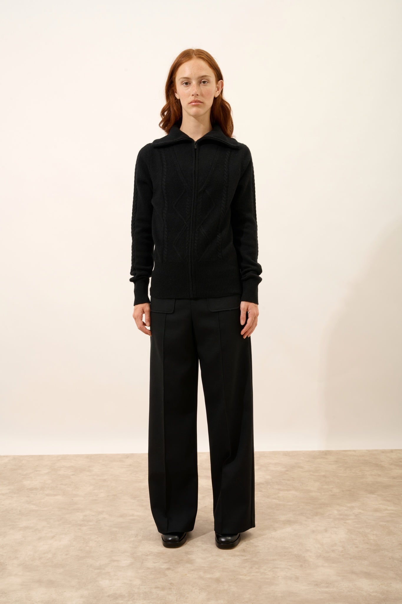 TALARA gilet zippé col camionneur 4 fils noir