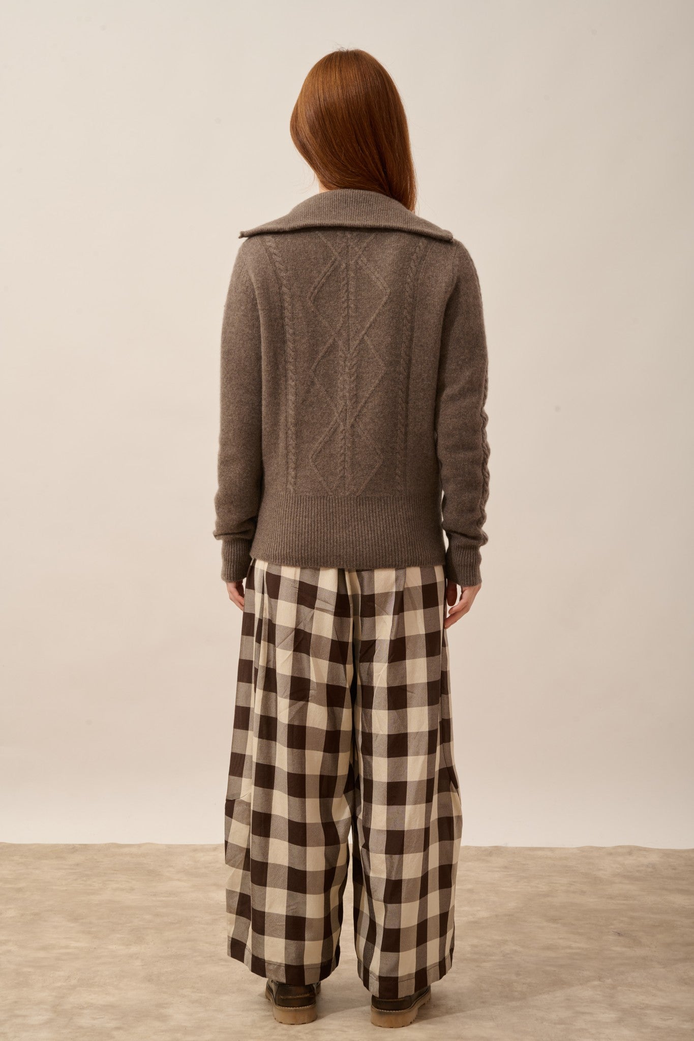 talara gilet zippé col camionneur 4 fils taupe chiné