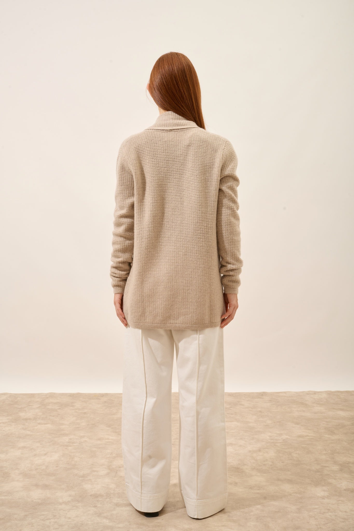 TARAPOTO veste col châle camel clair chiné